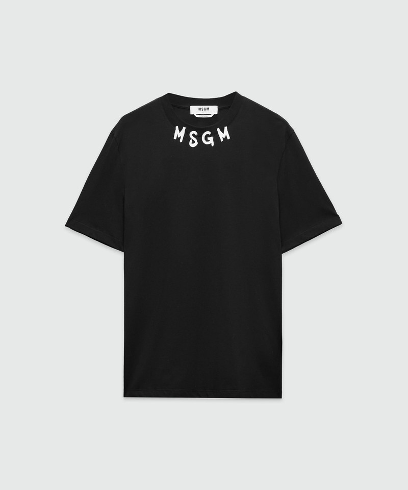 Black jersey t-shirt with brushstroke logo 1