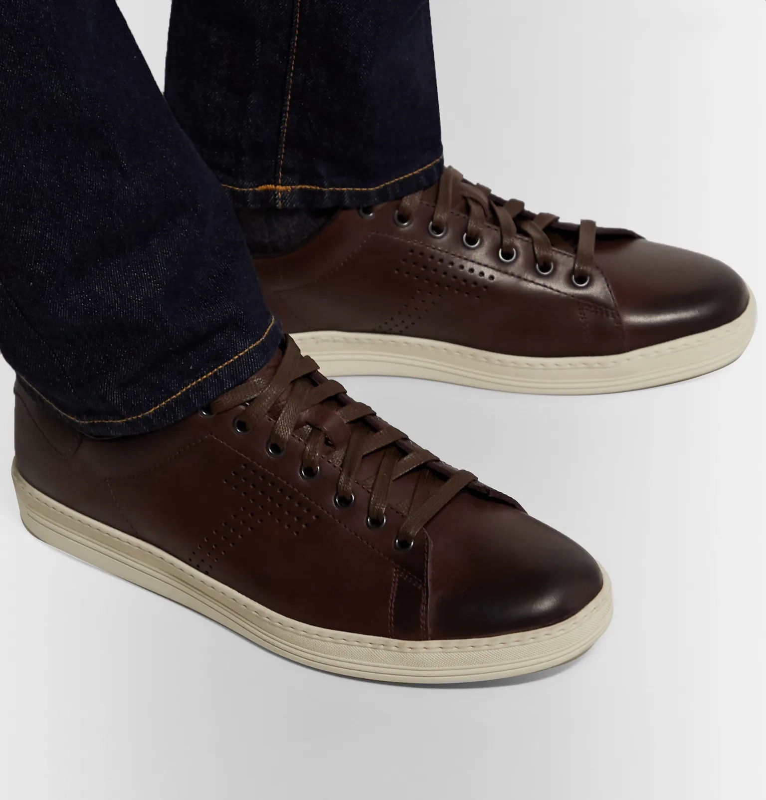 Warwick Burnished-Leather Sneakers - 5