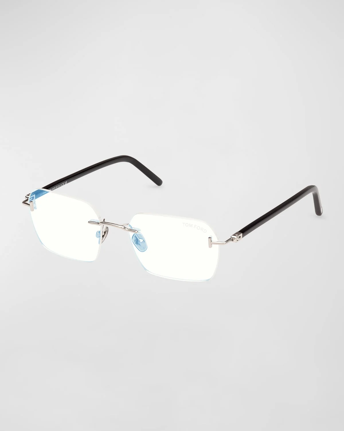Men's Rimless Rectangle Blue Light-Blocking Glasses - 1
