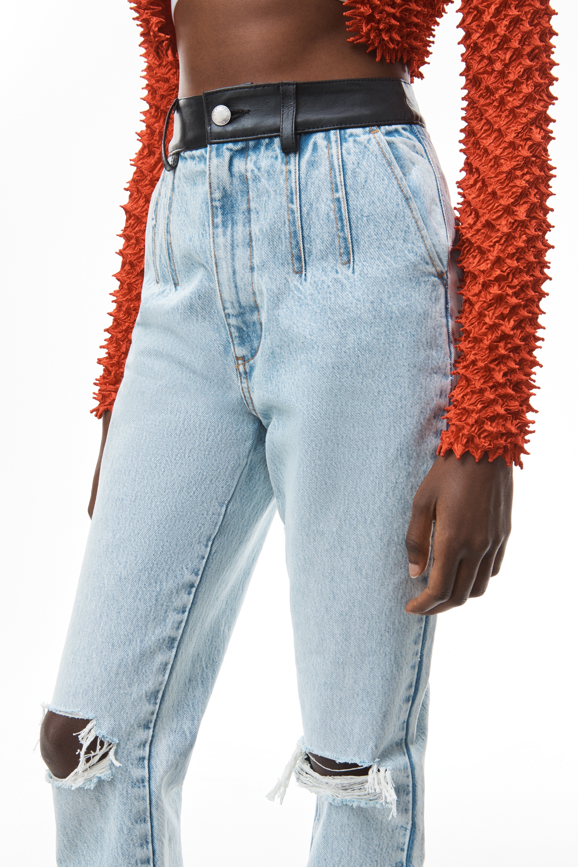 STACKED SLIM CONTRAST JEAN IN LEATHER - 7