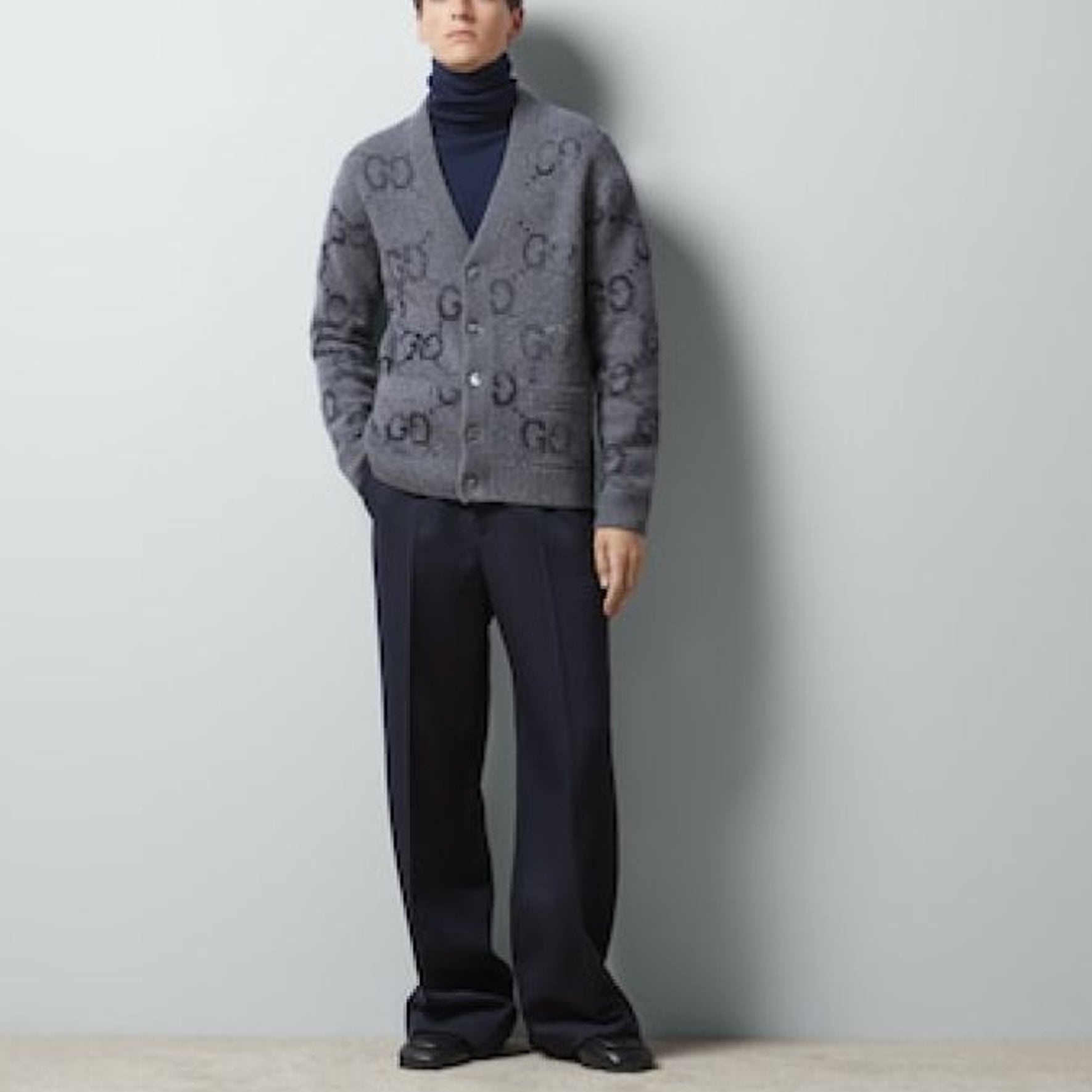 Gucci Wool Cardigan With GG Intarsia 'Grey' 770507-XKDSJ-1128 - 2