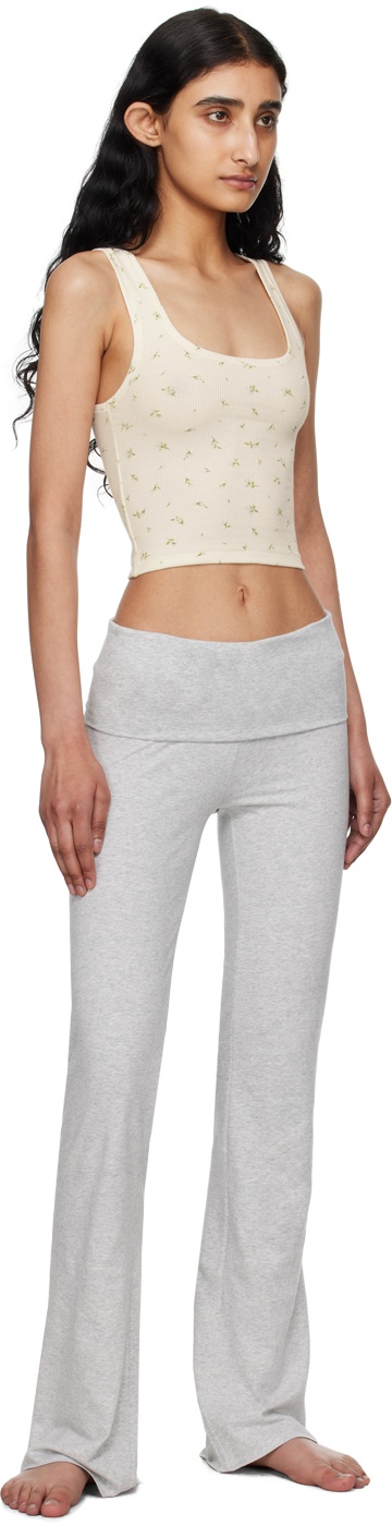 Gray Cotton Jersey Foldover Lounge Pants - 8