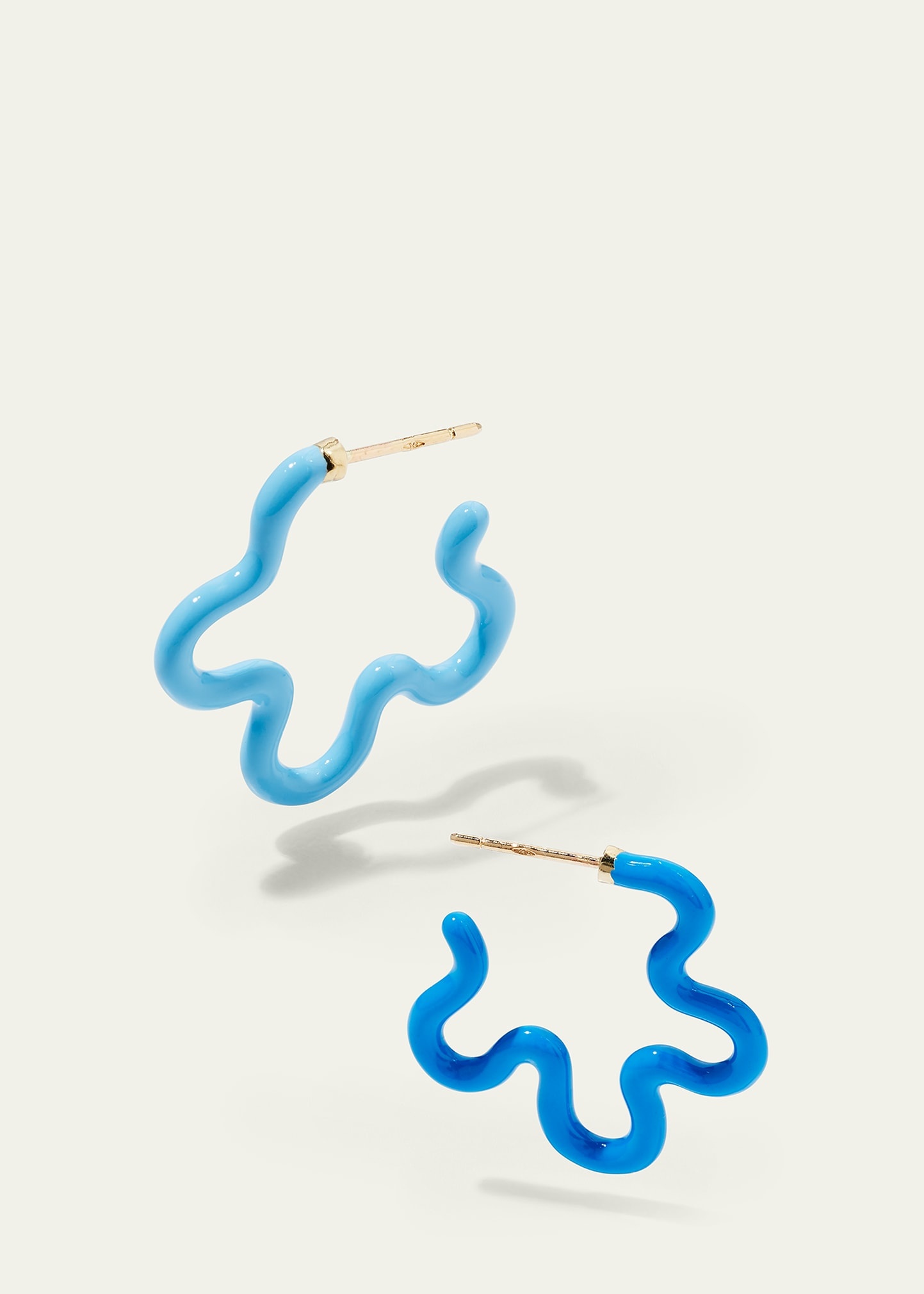 Two-Tone Asymmetrical Flower Earrings With Enamel - 3