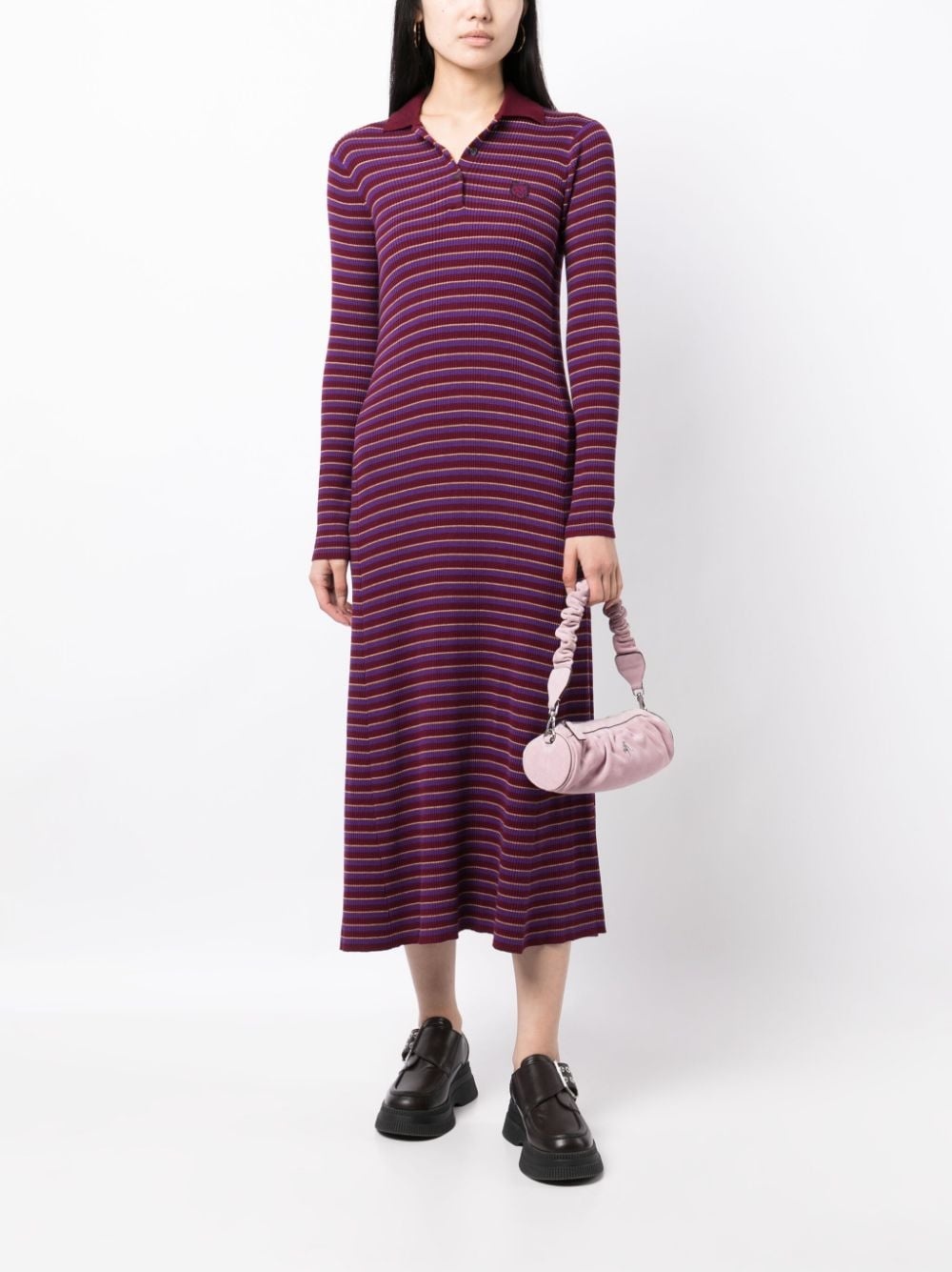 fox-patch striped midi dress - 2