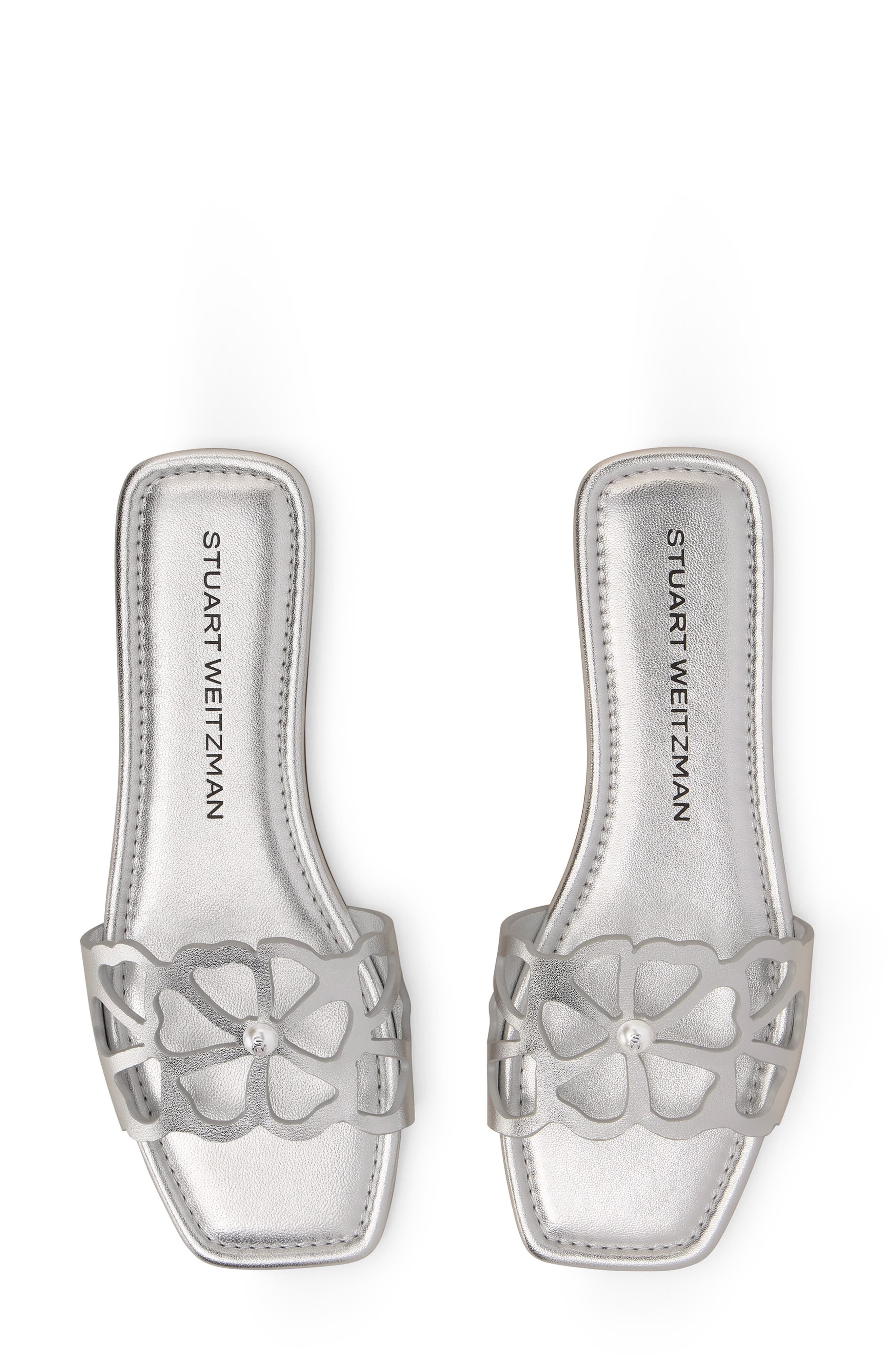 Stuart Weitzman Jasmine Cutout Slide Sandal in Silver at Nordstrom - 4