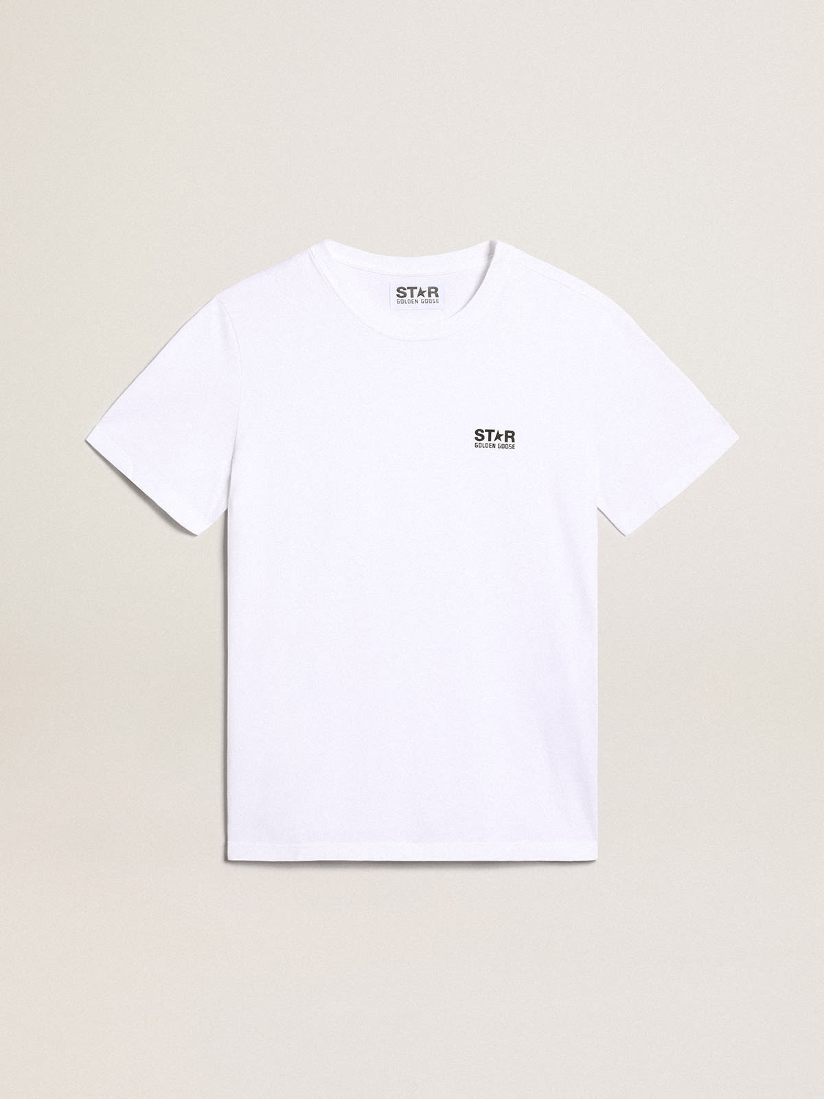 White T-shirt with contrasting black logo on the front - 1