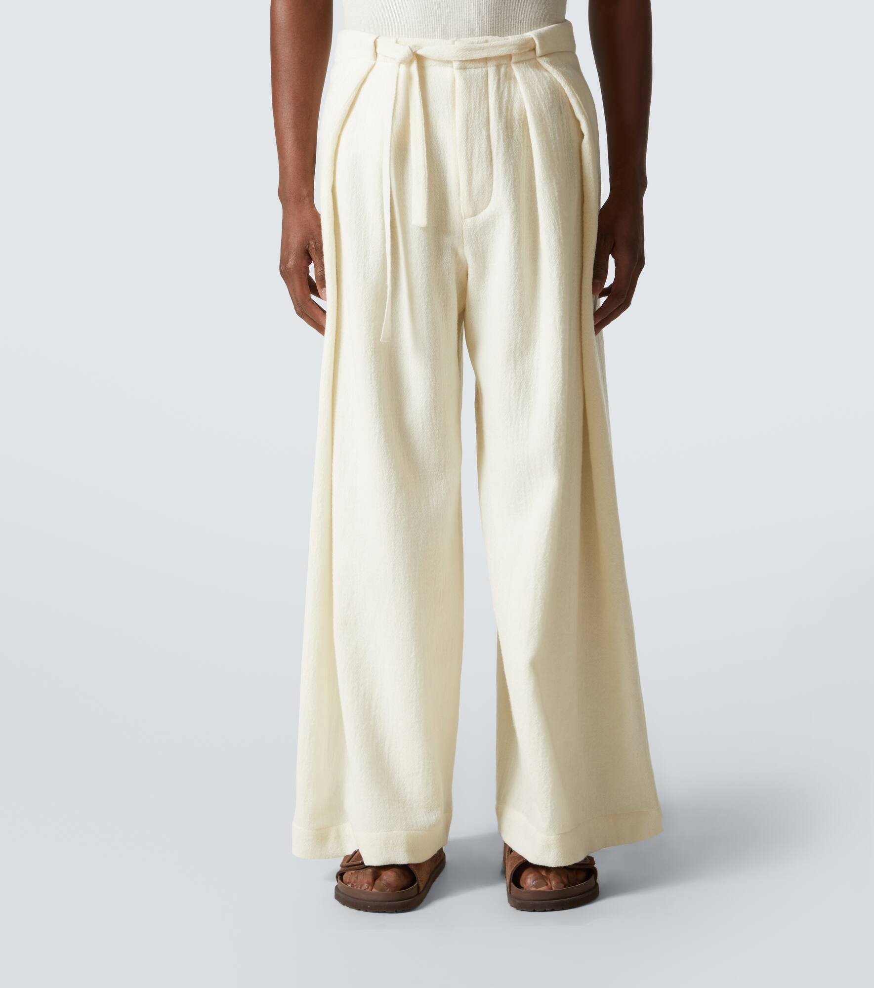 KING & TUCKFIELD Deep Fold wool wide-leg pants | REVERSIBLE