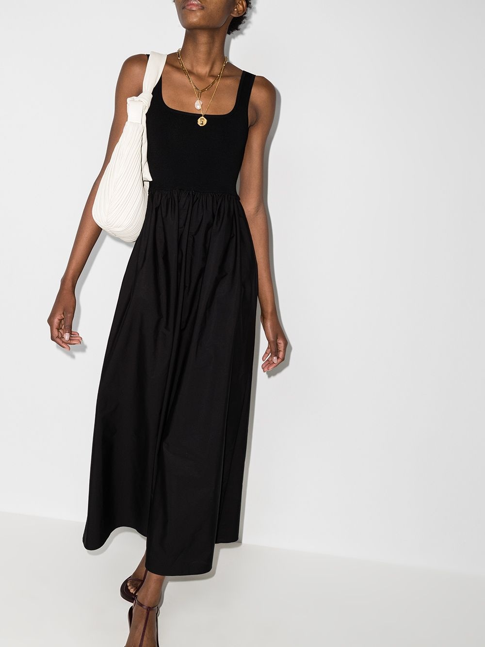 gathered-waist sleeveless maxi dress - 2