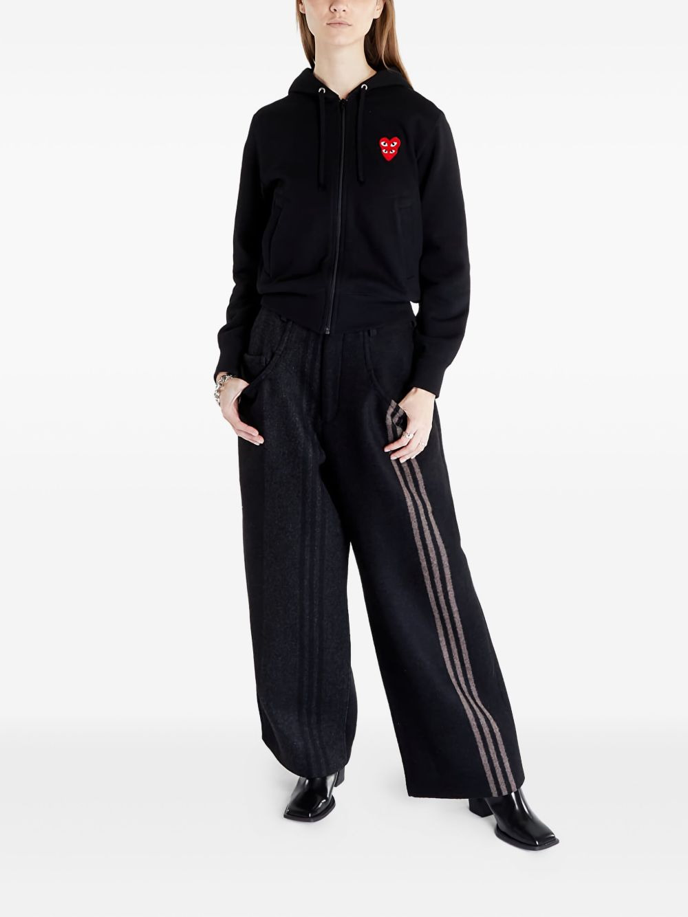 heart-patch zip-fastening hoodie - 2