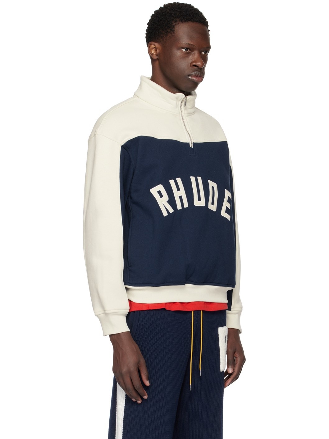 Off-White & Navy Contrast Sweatshirt - 2