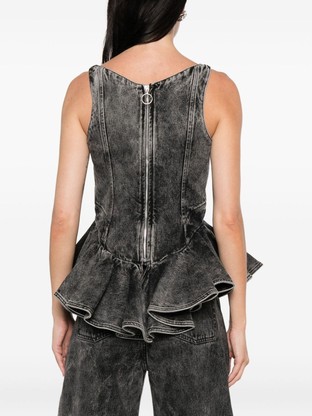 asymmetric denim top - 4