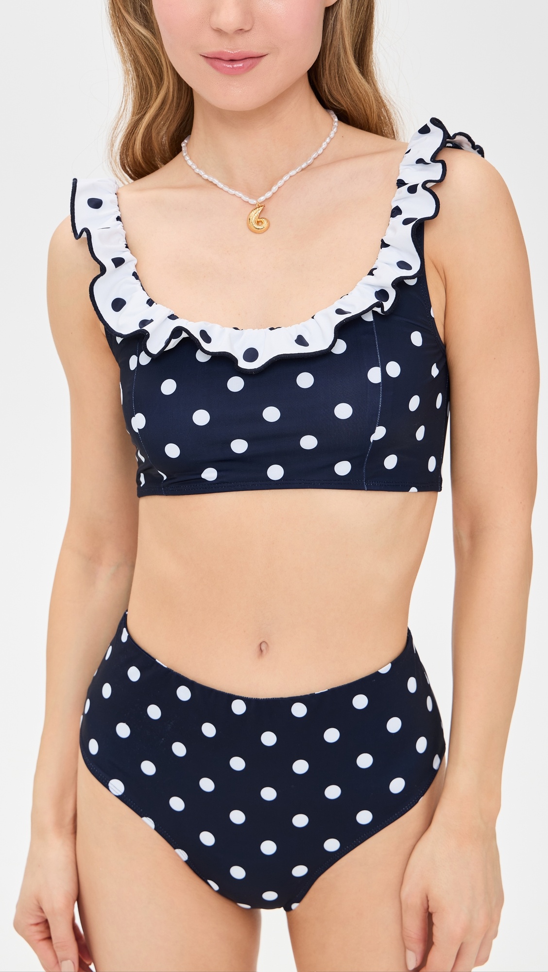 Paulina Polka Dot Ruffle Bikini Top - 1