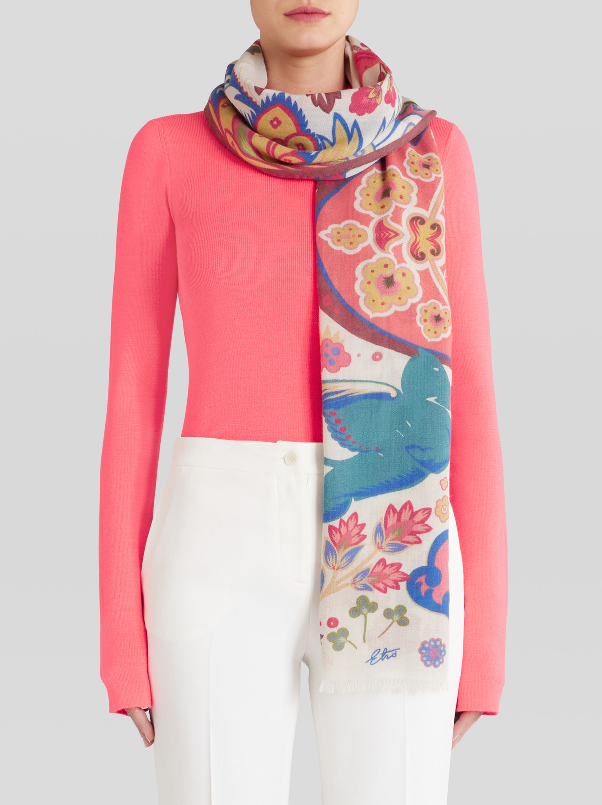 PRINTED WOOL AND SILK SCARF - 2