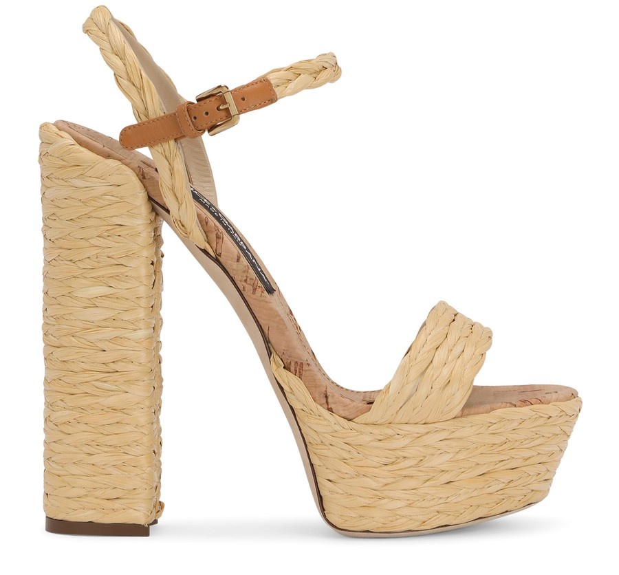 Woven raffia platform sandals - 1