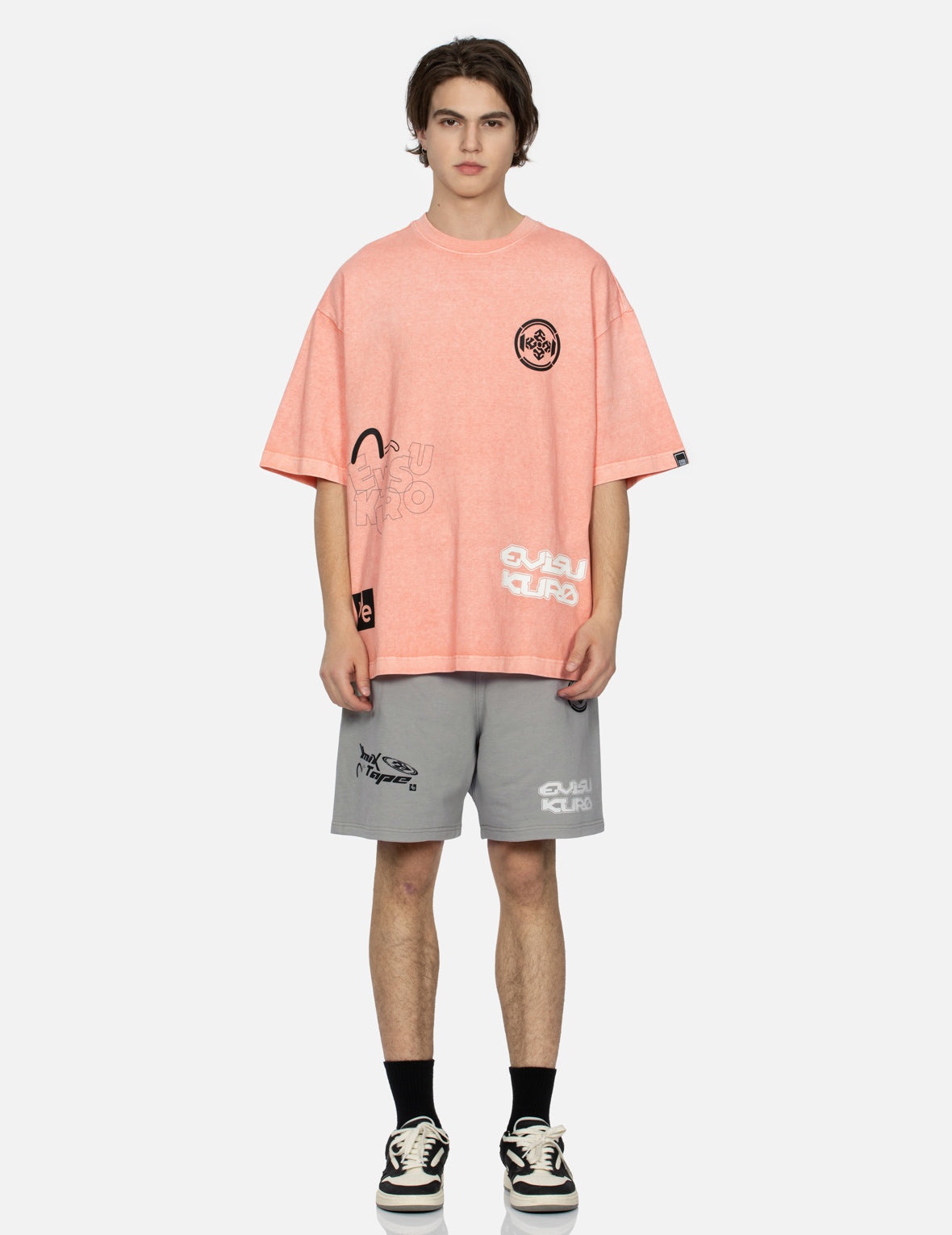 Multi Logo Print Oversized T-Shirt - 5