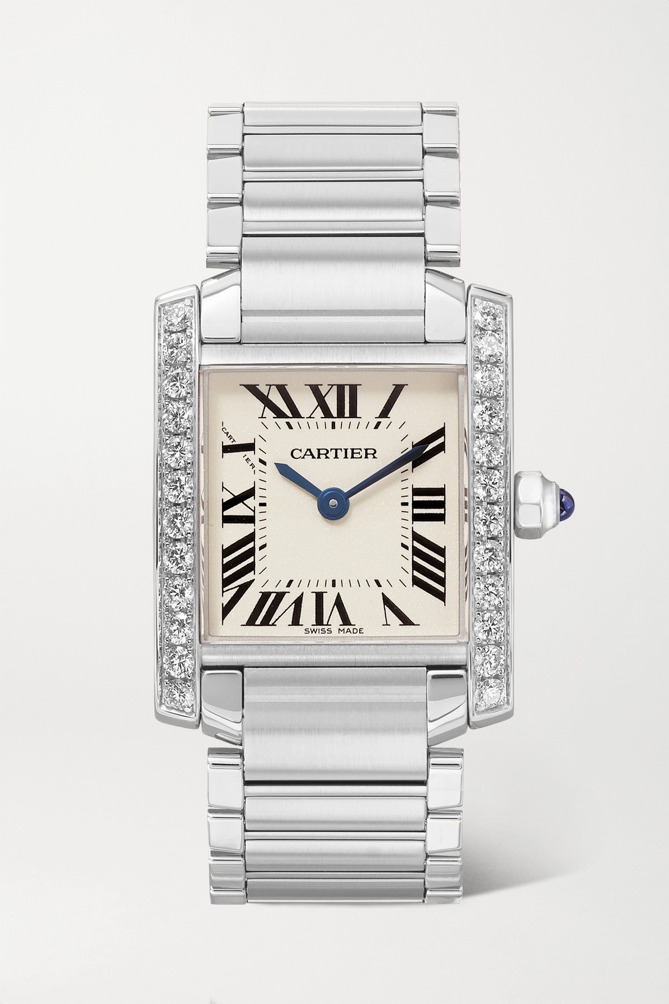 Tank Française 25.2mm small stainless steel and diamond watch - 1