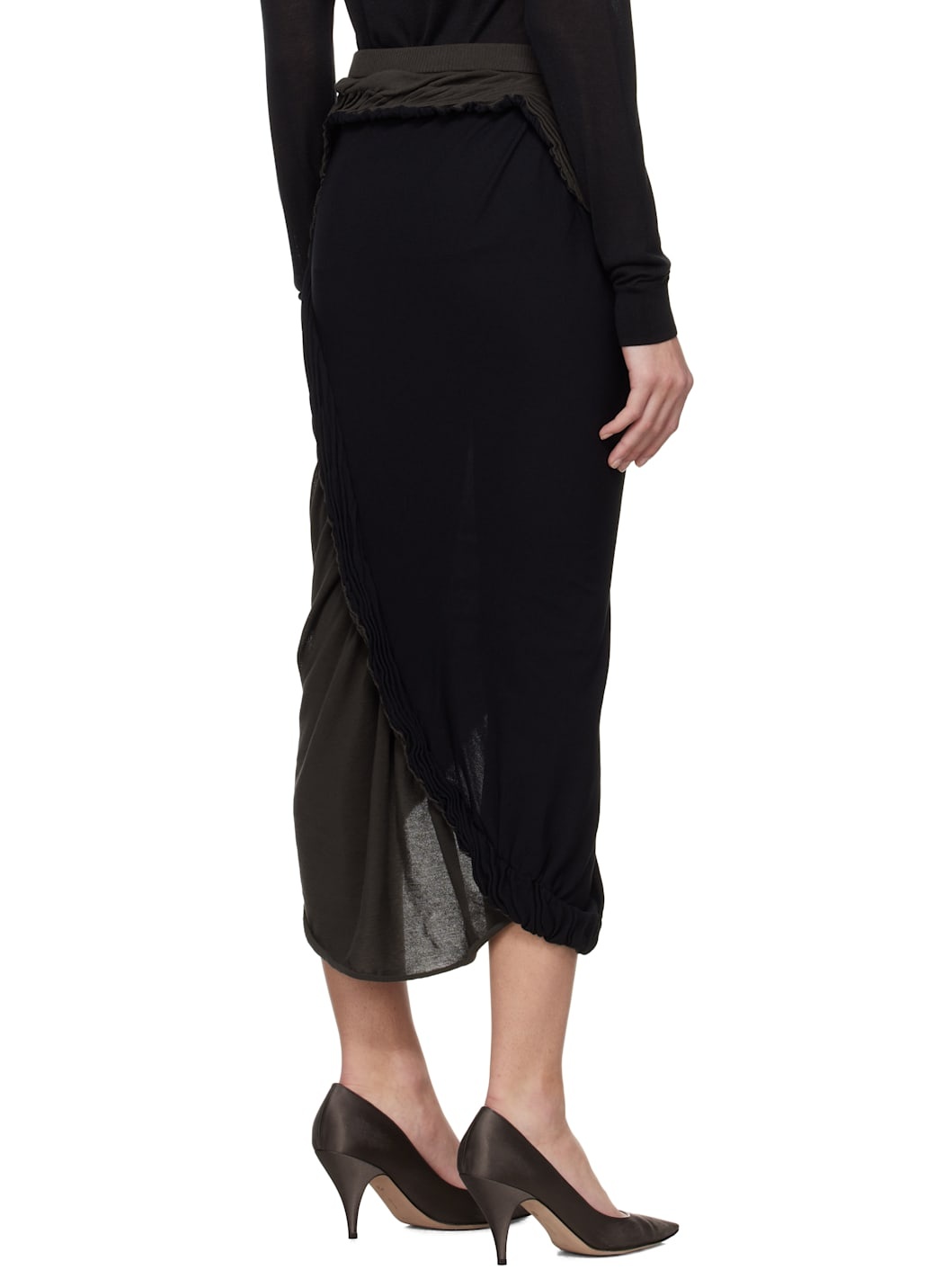 Black & Gray Beanstalk Midi Skirt - 3