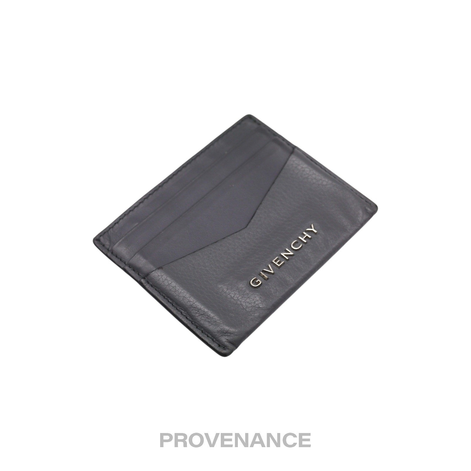 Givenchy Logo Card Holder Wallet - Grey Leather - 4