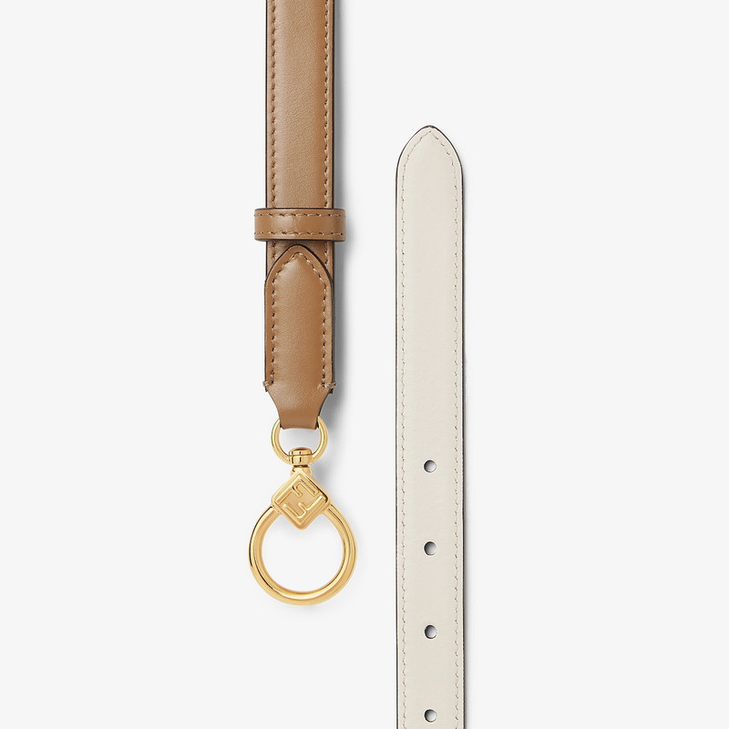 FF Diamonds Belt Camelia and cappuccino-color leather reversible belt 3