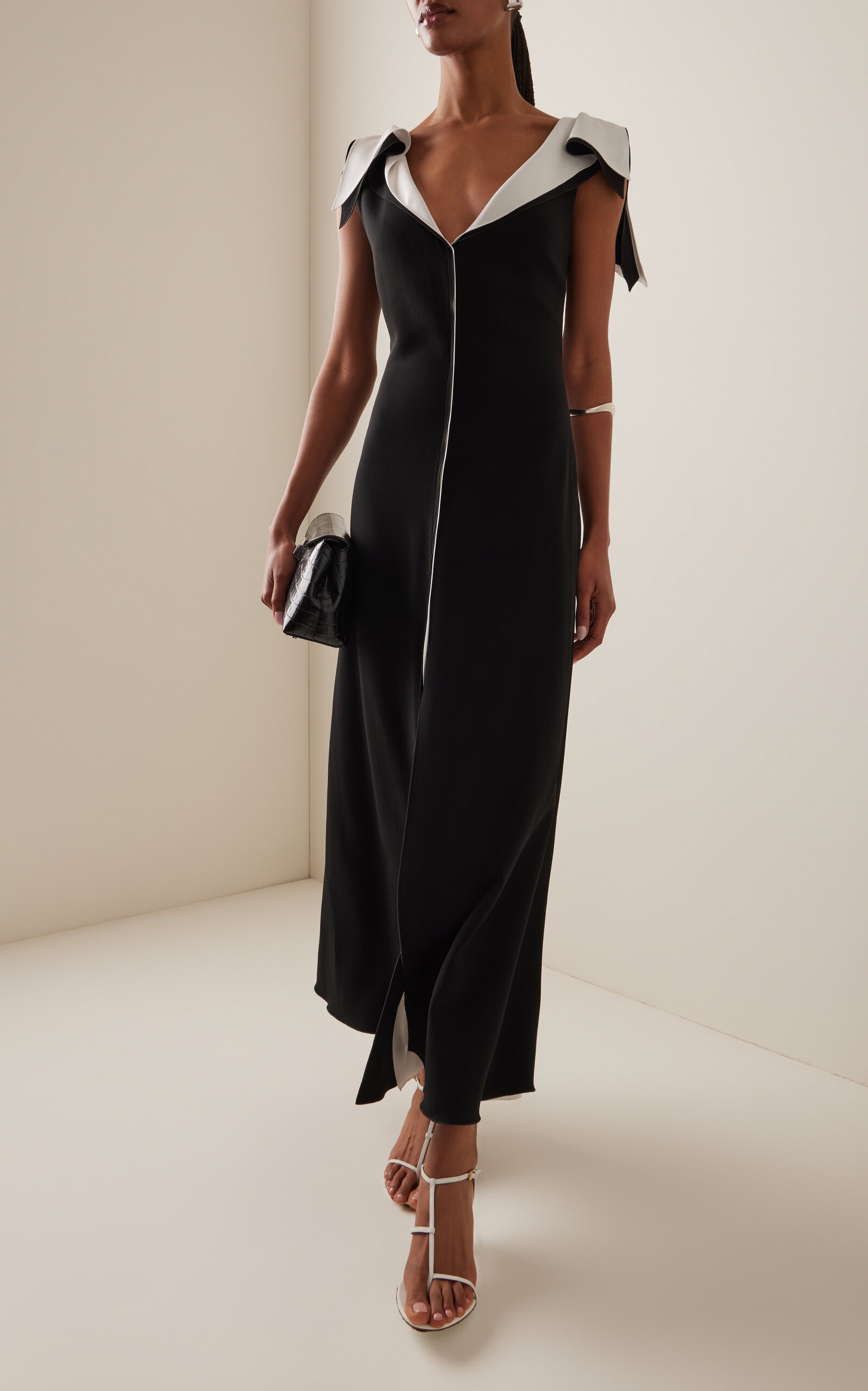 Jophee Layered Crepe Maxi Dress black - 2