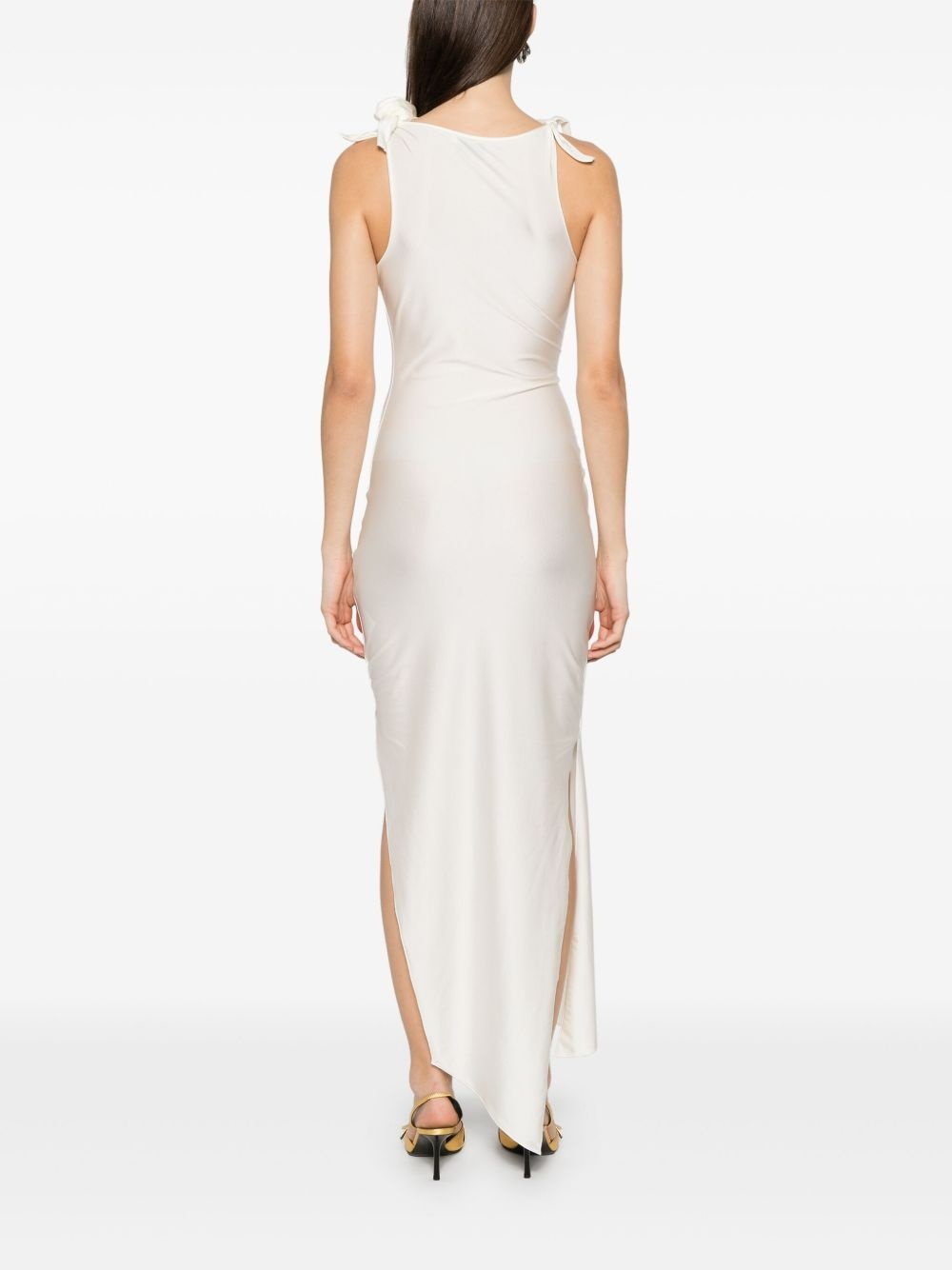 asymmetric flower maxi dress - 4