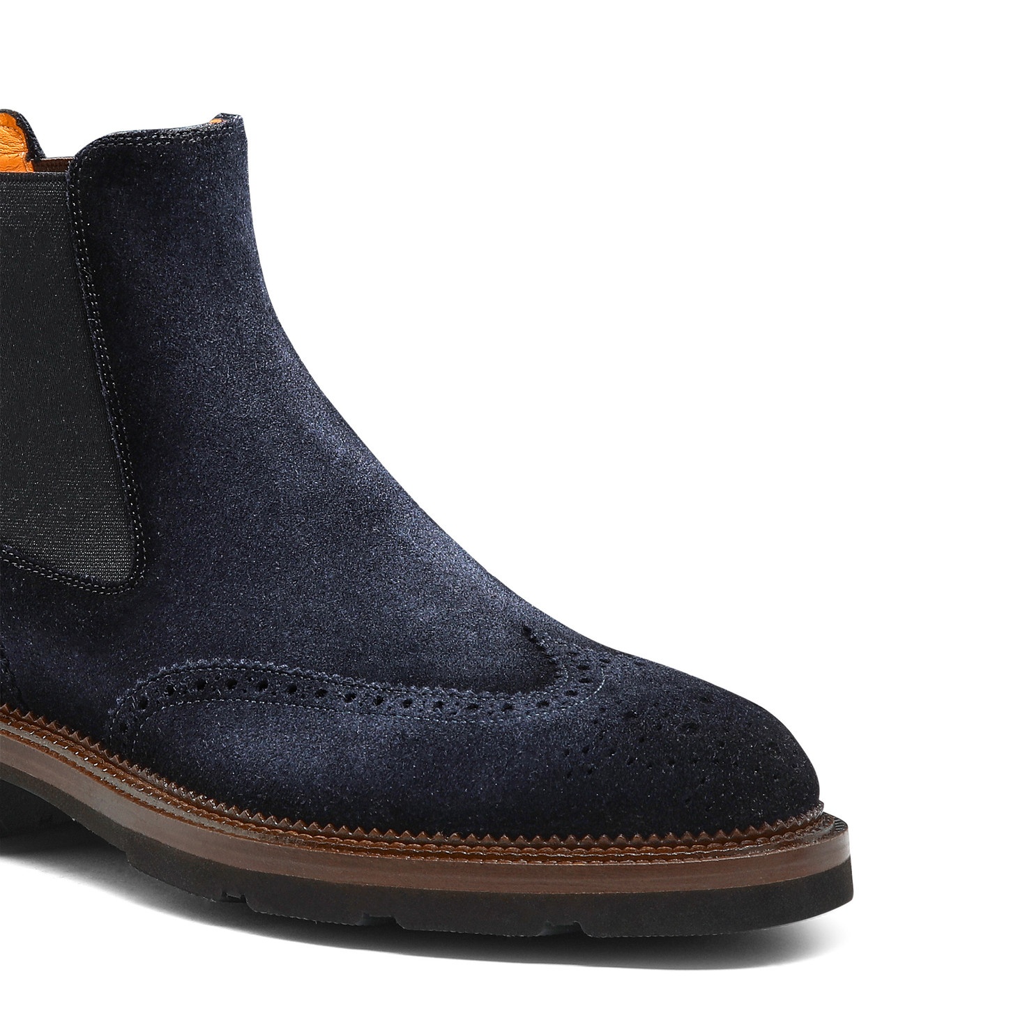 Men’s blue suede Chelsea brogue boot - 6