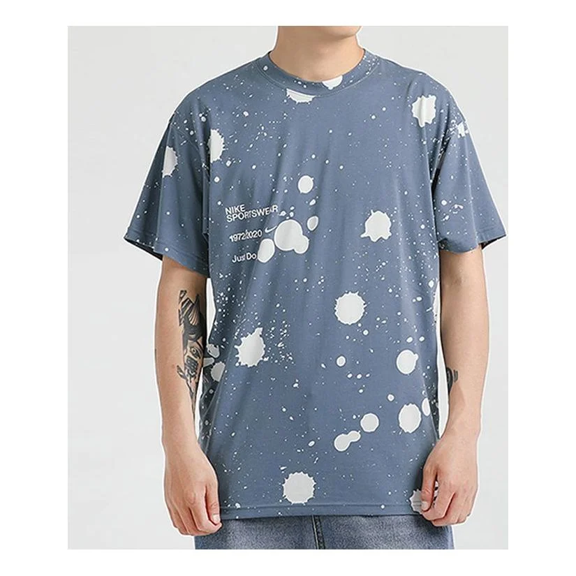 Nike Sportswear Printing Short Sleeve 'Splash Grey Blue' CW0381-031 - 1