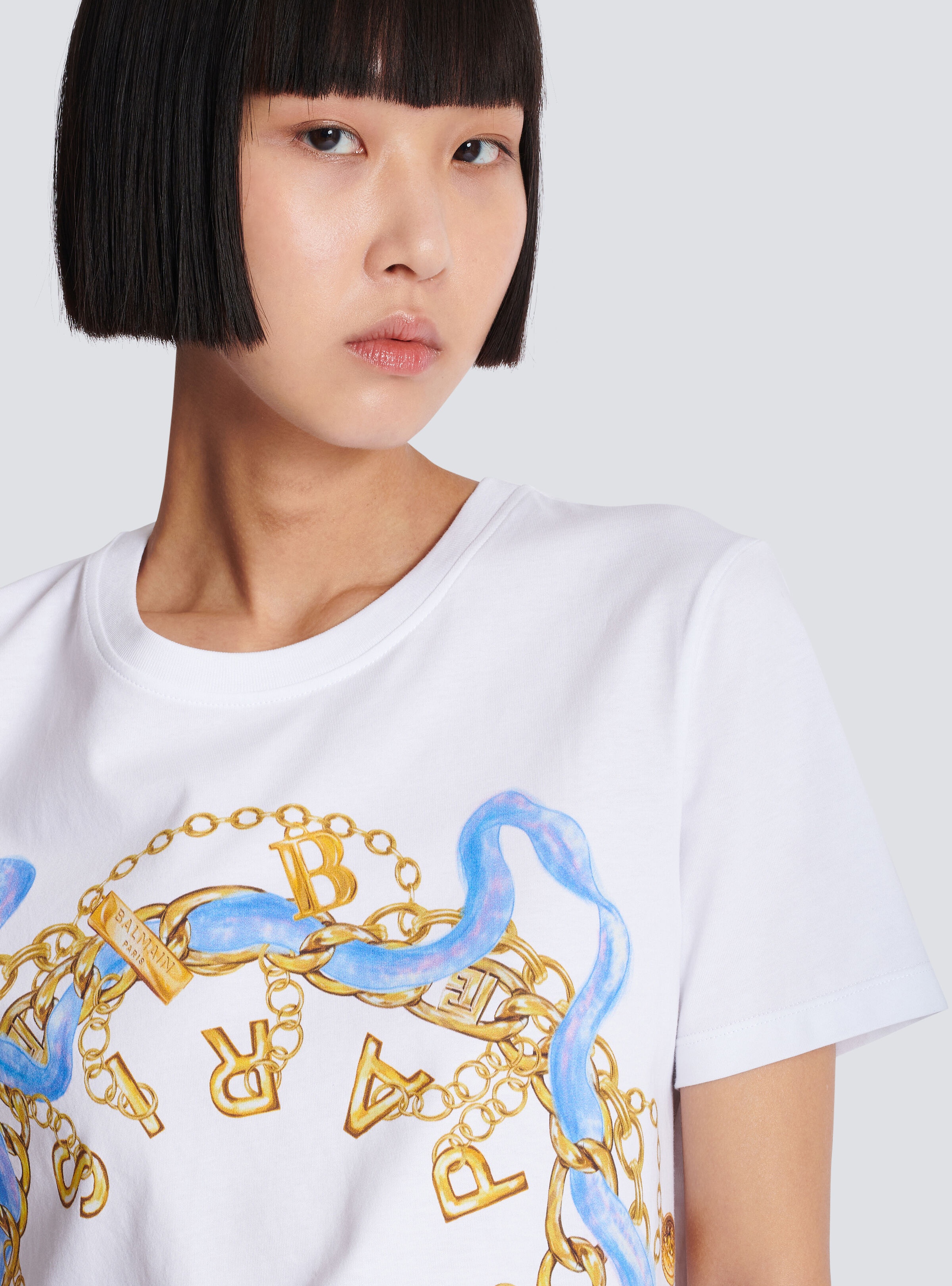 T-shirt with Balmain Paris Chain print - 7