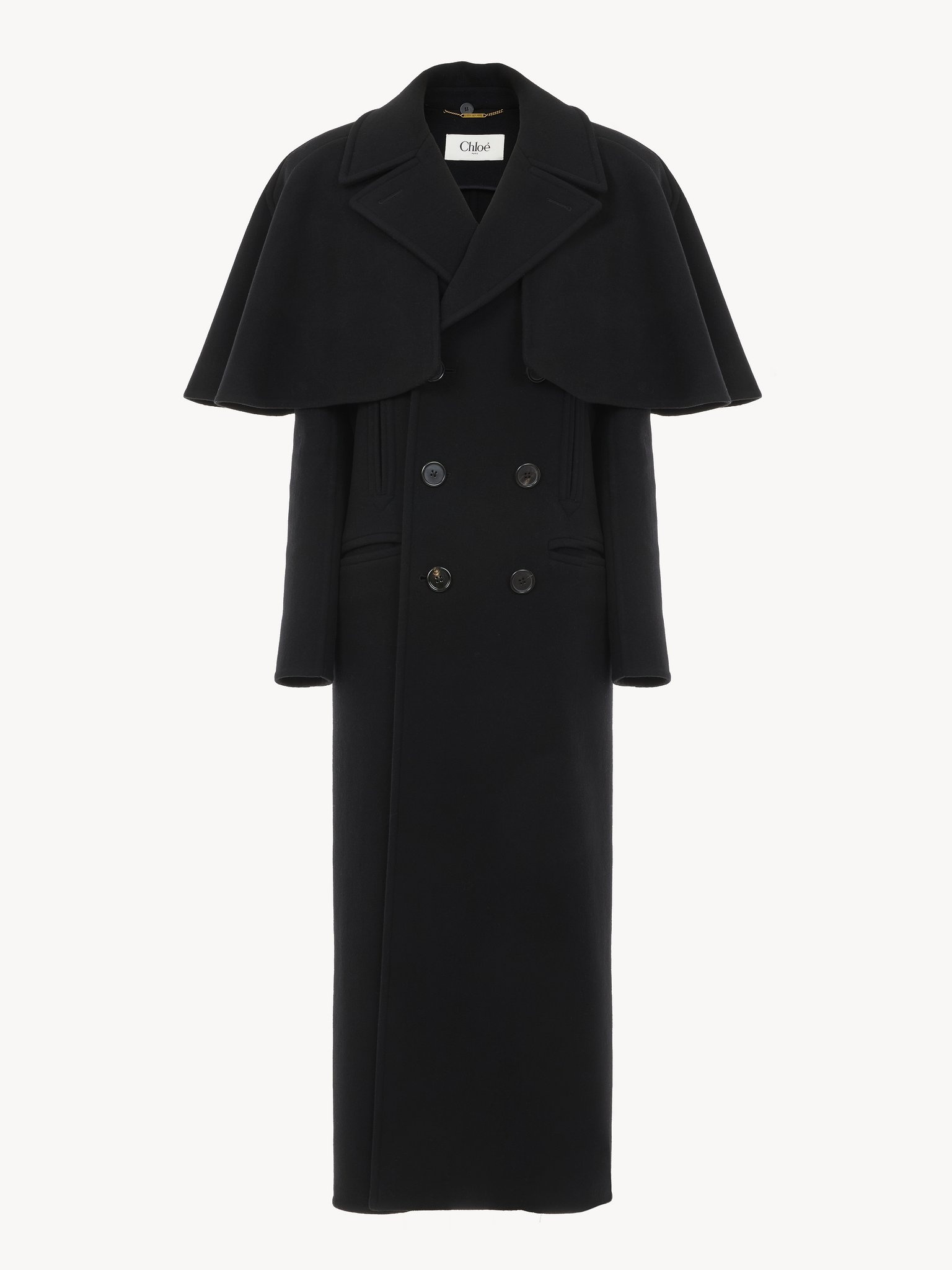 LONG COAT IN DOUBLE-FACE WOOL WITH CAPE - 2