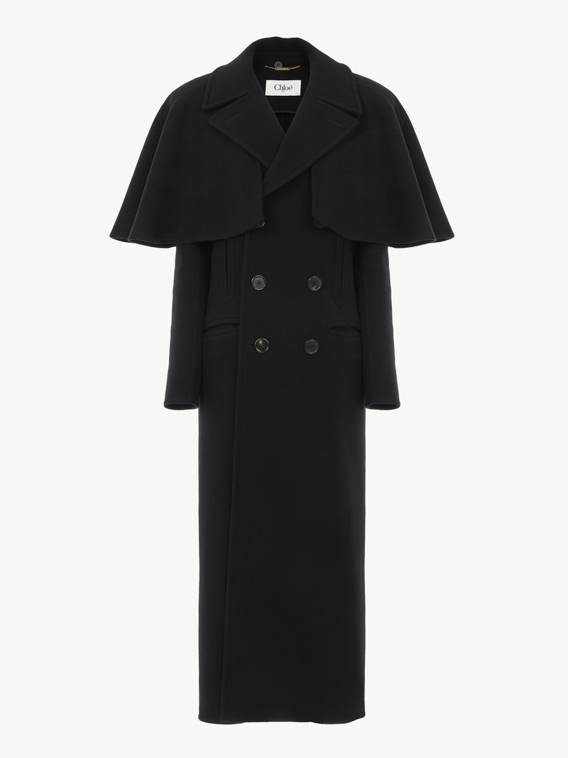 Chloé LONG COAT IN DOUBLE-FACE WOOL WITH CAPE outlook