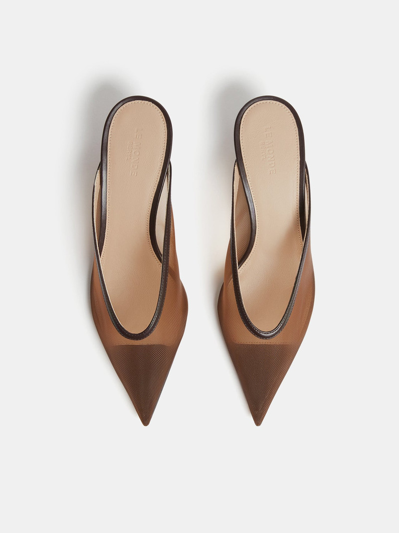 LE MONDE BÉRYL Venetian Kitten Mule / Brown Mesh outlook