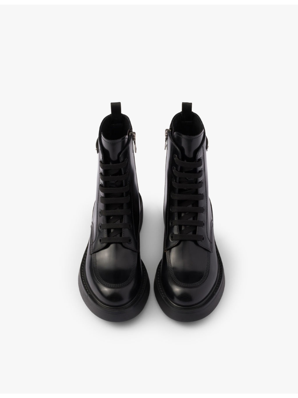 Brand-plaque brushed leather combat boots - 3