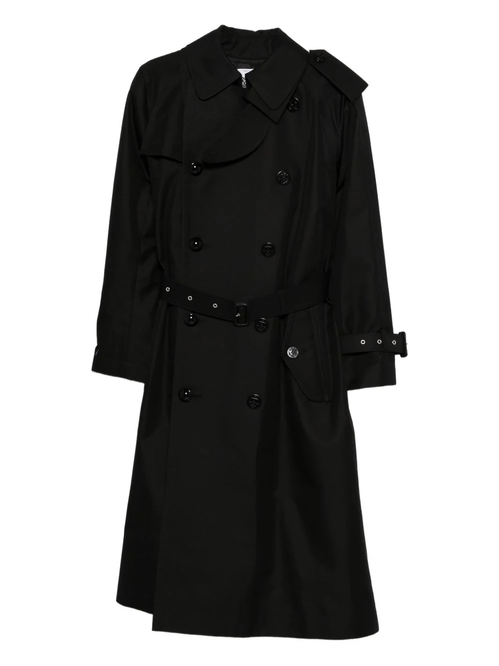 belted double-breasted coat - 1