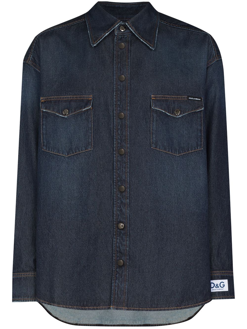 logo patch buttoned denim shirt - 1