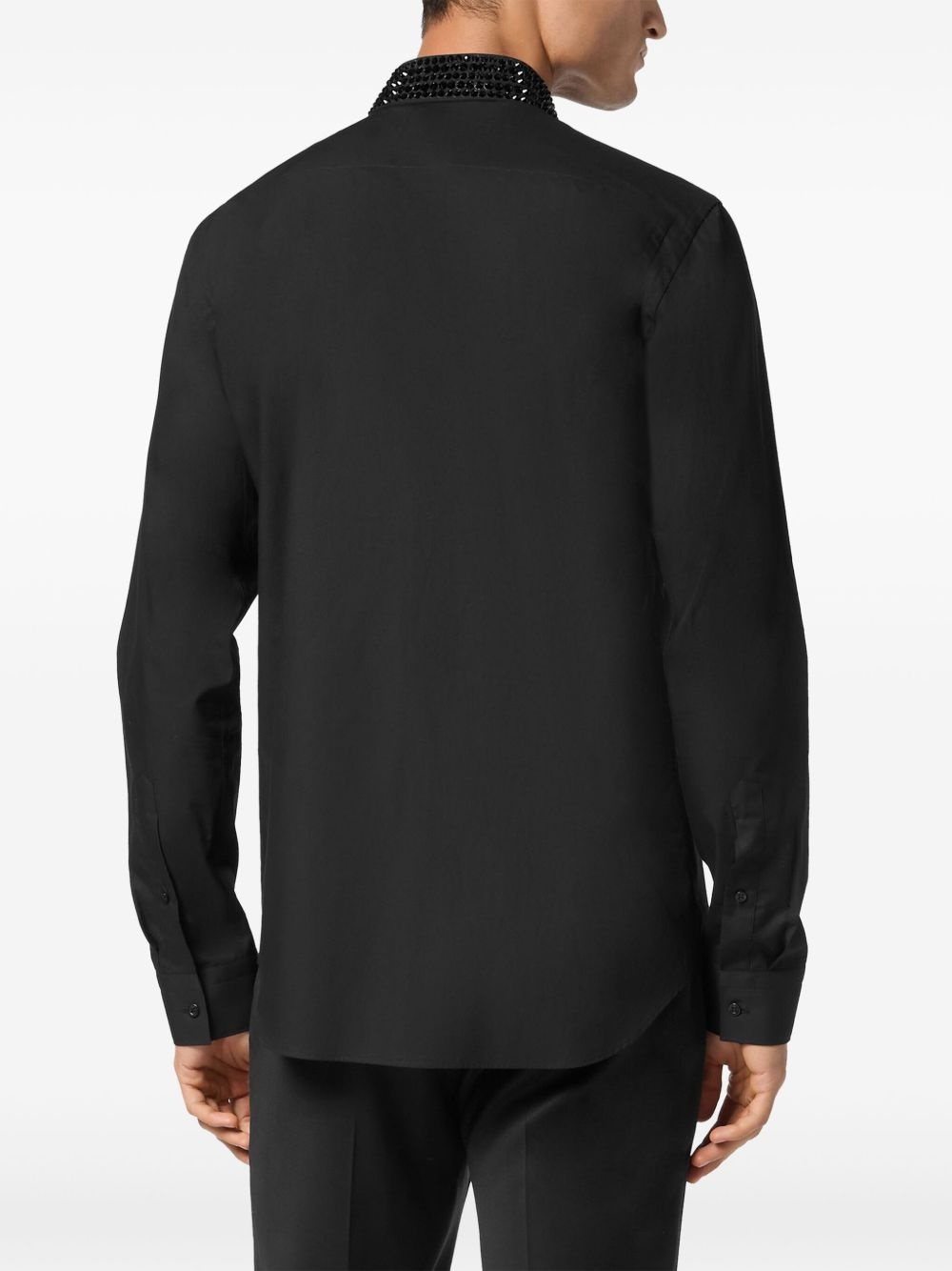 strass-detail long-sleeve shirt - 4