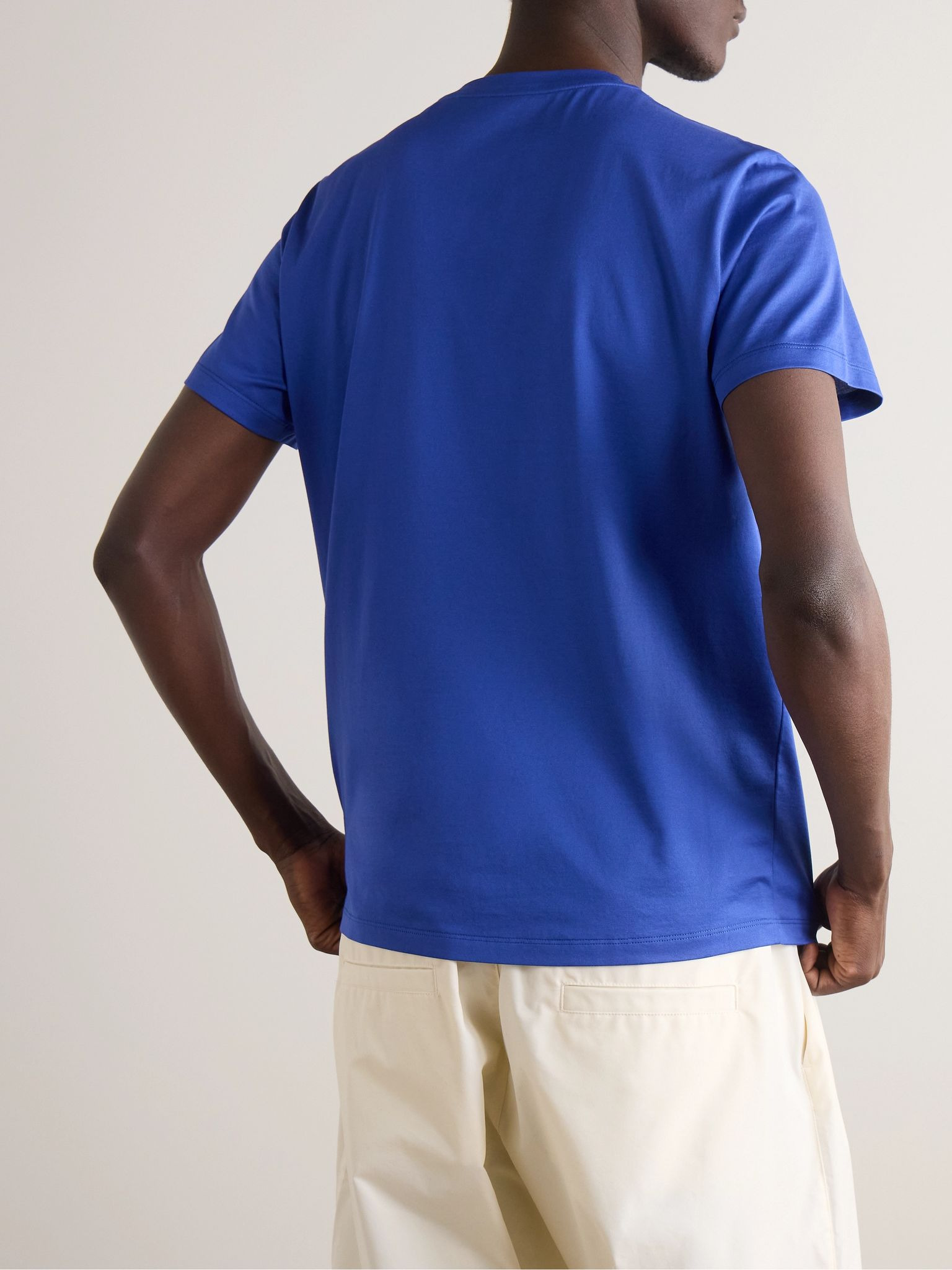 Logo-Appliquéd Cotton-Jersey T-Shirt Blue - 3