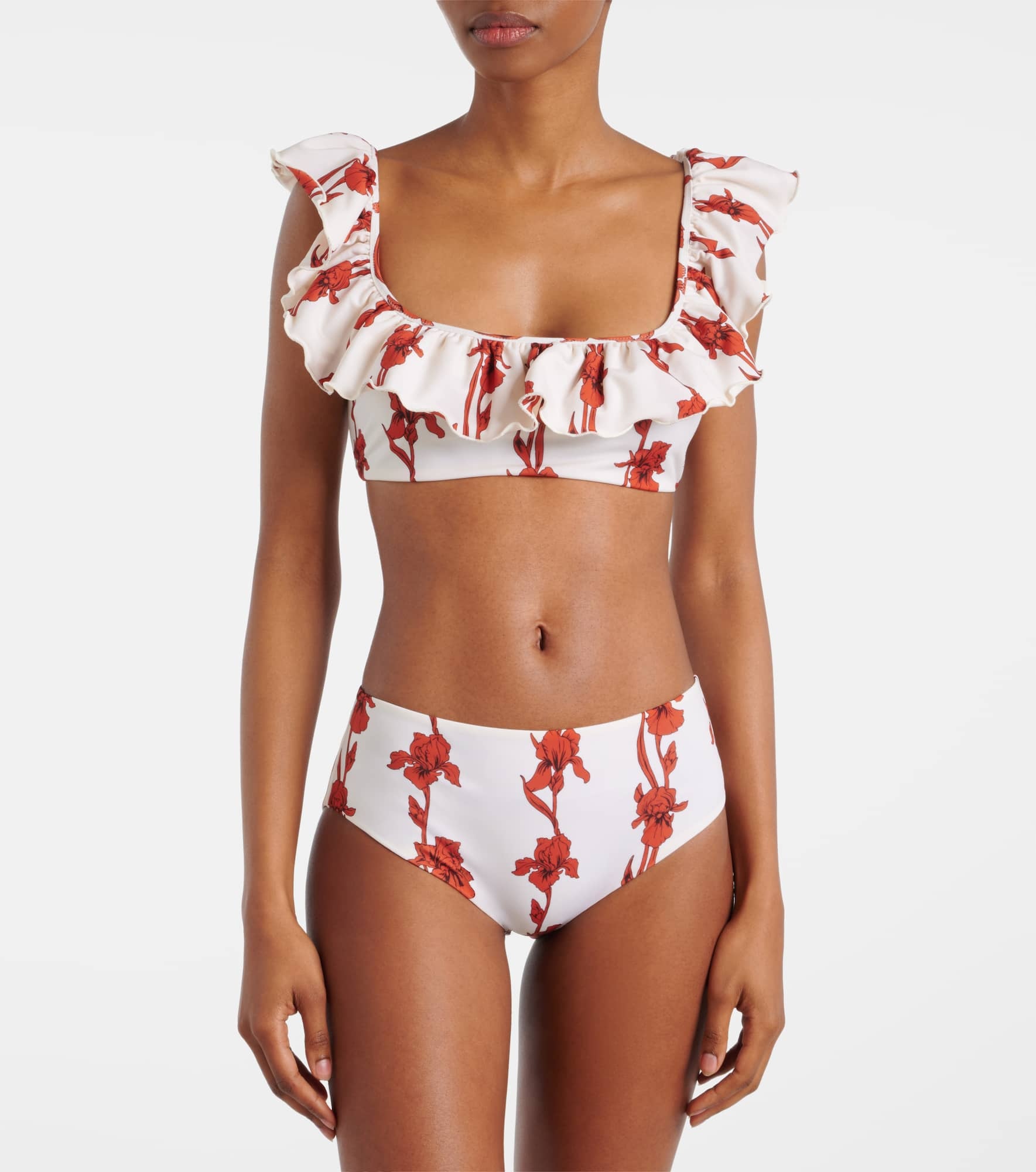 Floral ruffled bikini top - 2