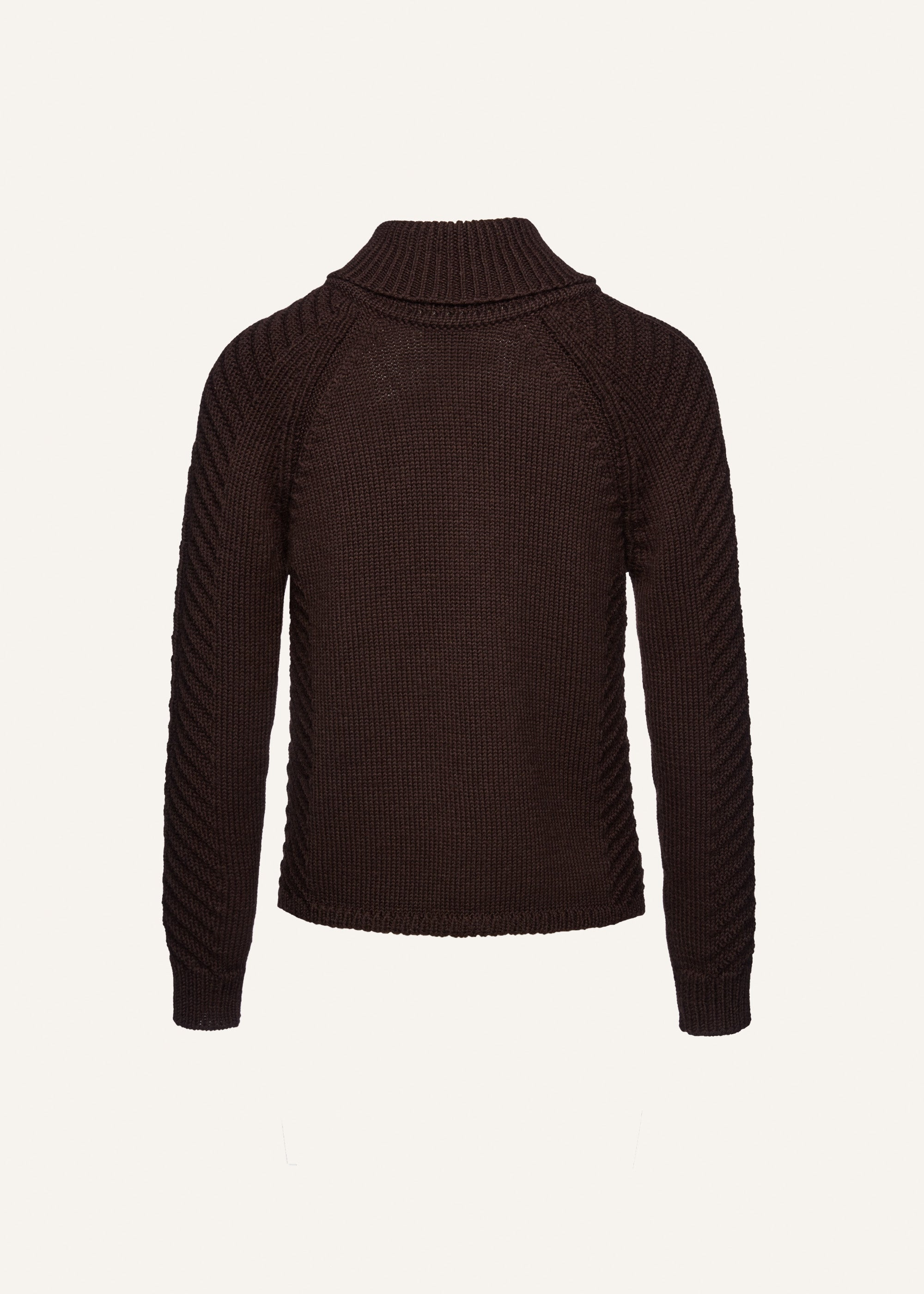 Zip up knitwear sweater in brown - 2