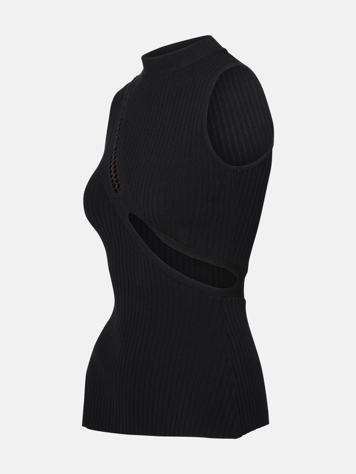 BLACK VISCOSE BLEND TANK TOP - 2