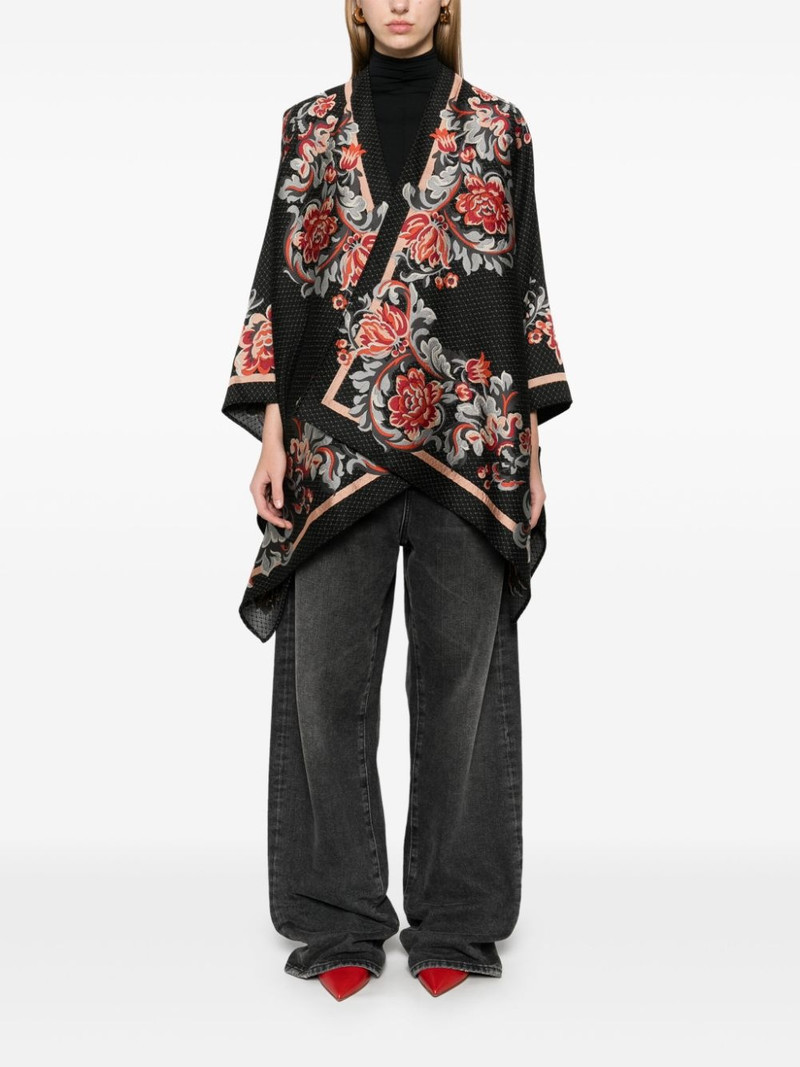 Etro floral-embroidery cape outlook