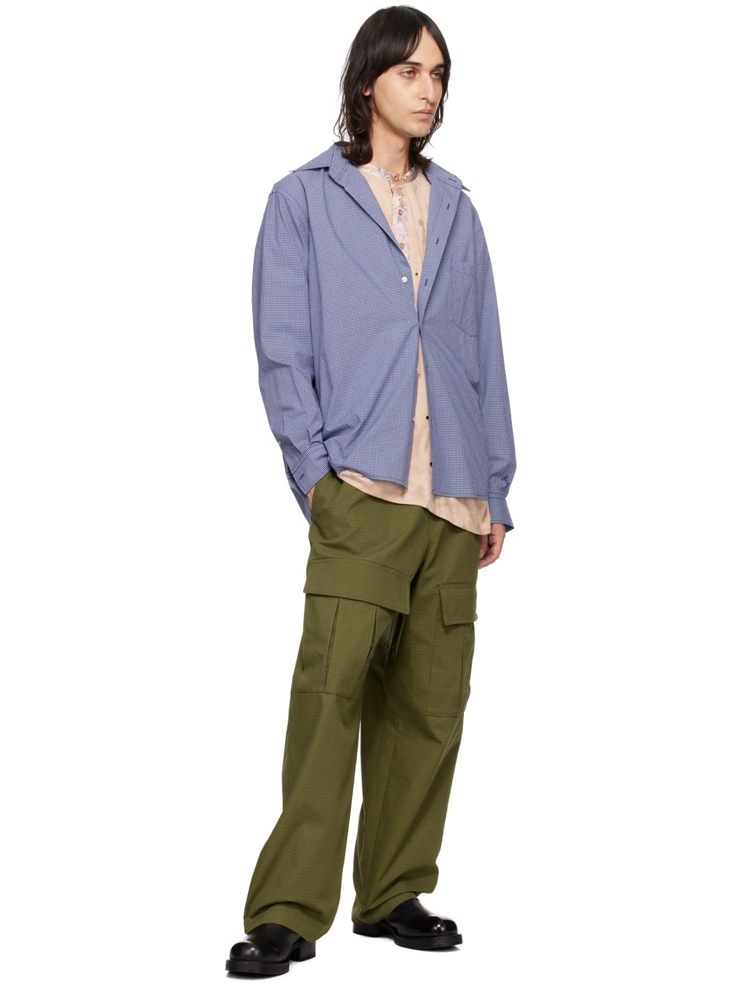 Khaki Embroidered Cargo Pants - 4
