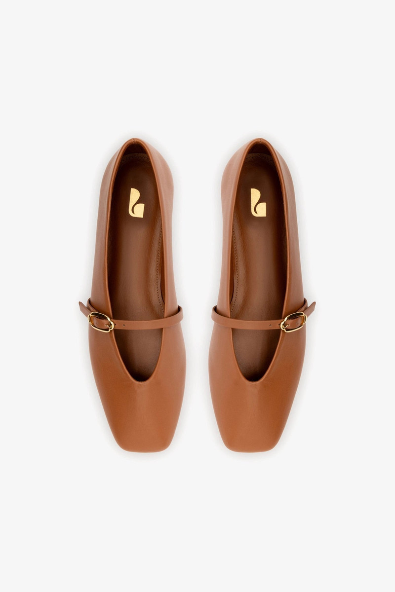 Misty Ballerina Flat In Caramel Leather 7