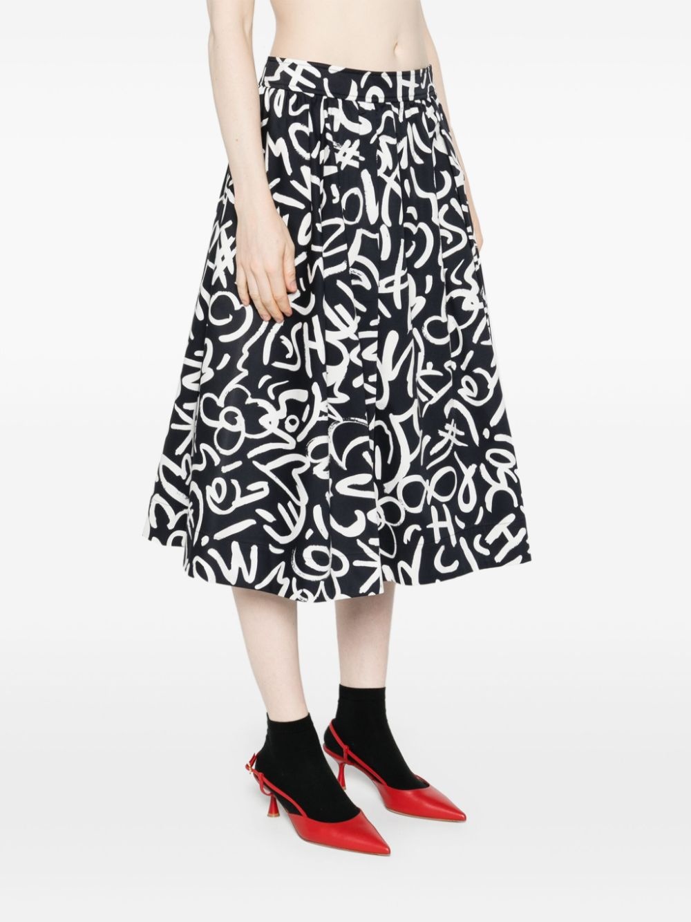 scribble-print poplin midi skirt - 3