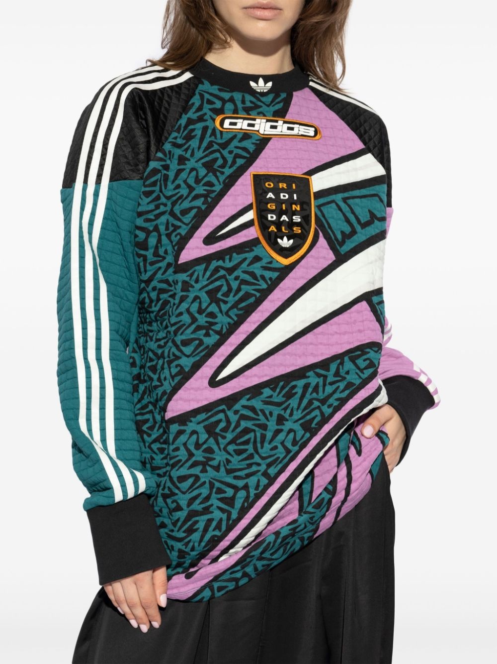 graphic-pattern long-sleeve football top - 3