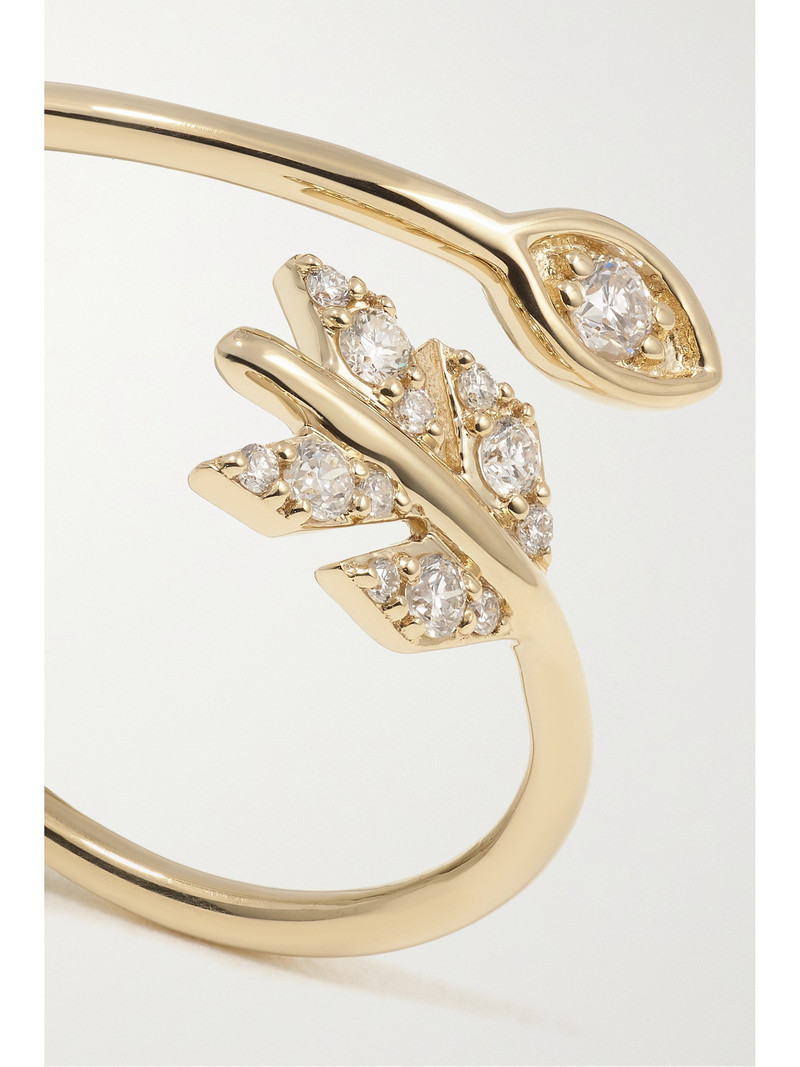 Evil Eye Arrow 14-karat Gold Diamond Ring 4