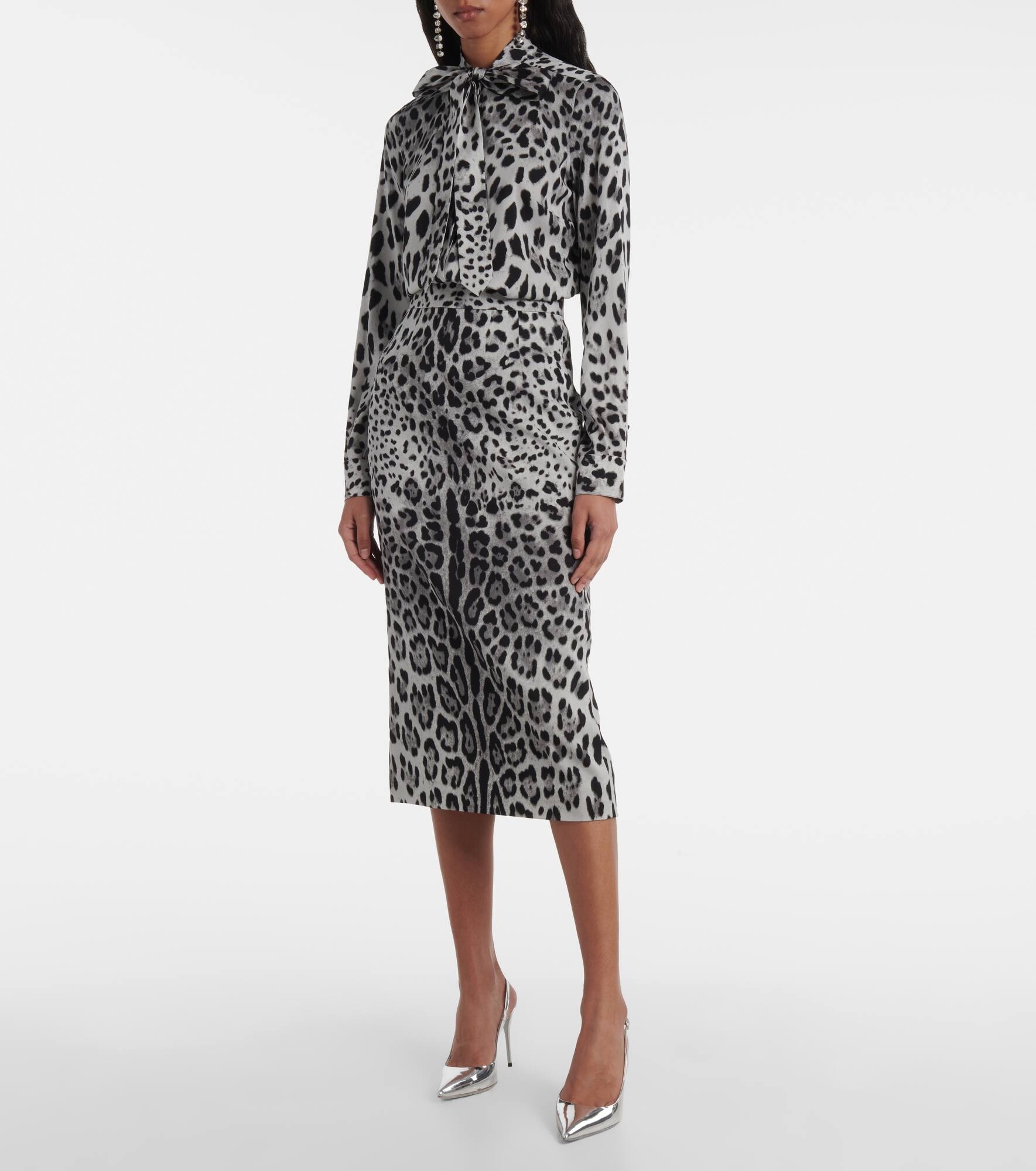 Leopard-print silk-blend shirt - 8