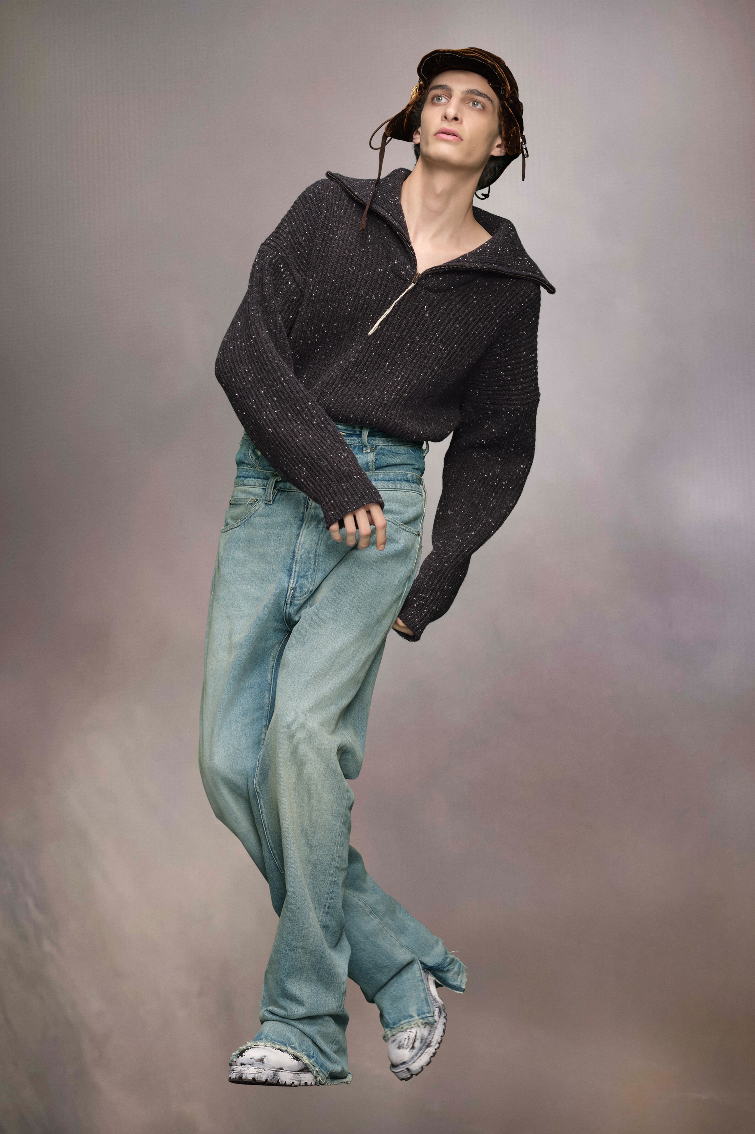 【Maison Margiela】Shetland Wool Zip Sweatshirt Maison Margiela Shetland wool zip sweatshirt | REVERSIBLE