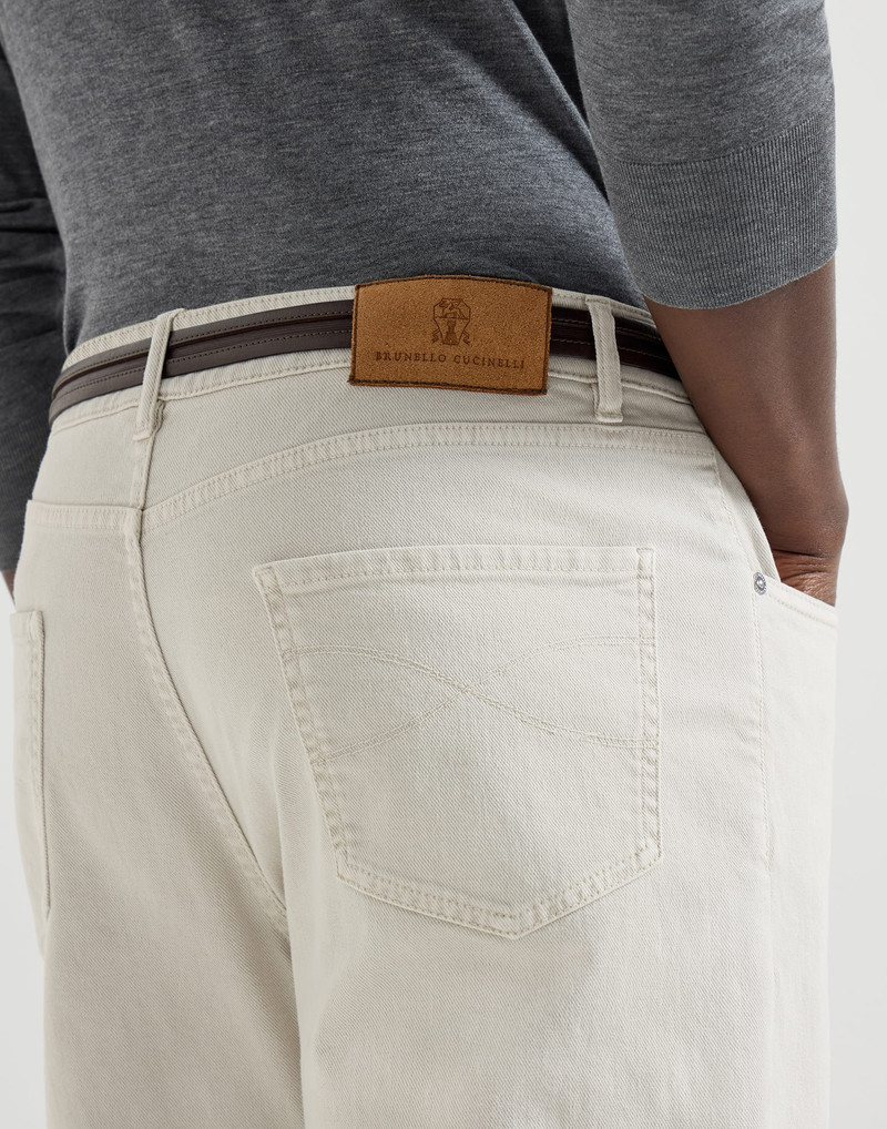 Garment-dyed five-pocket trousers in comfort denim 4