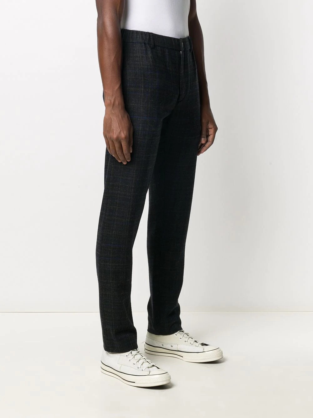 plaid straight leg trousers - 3