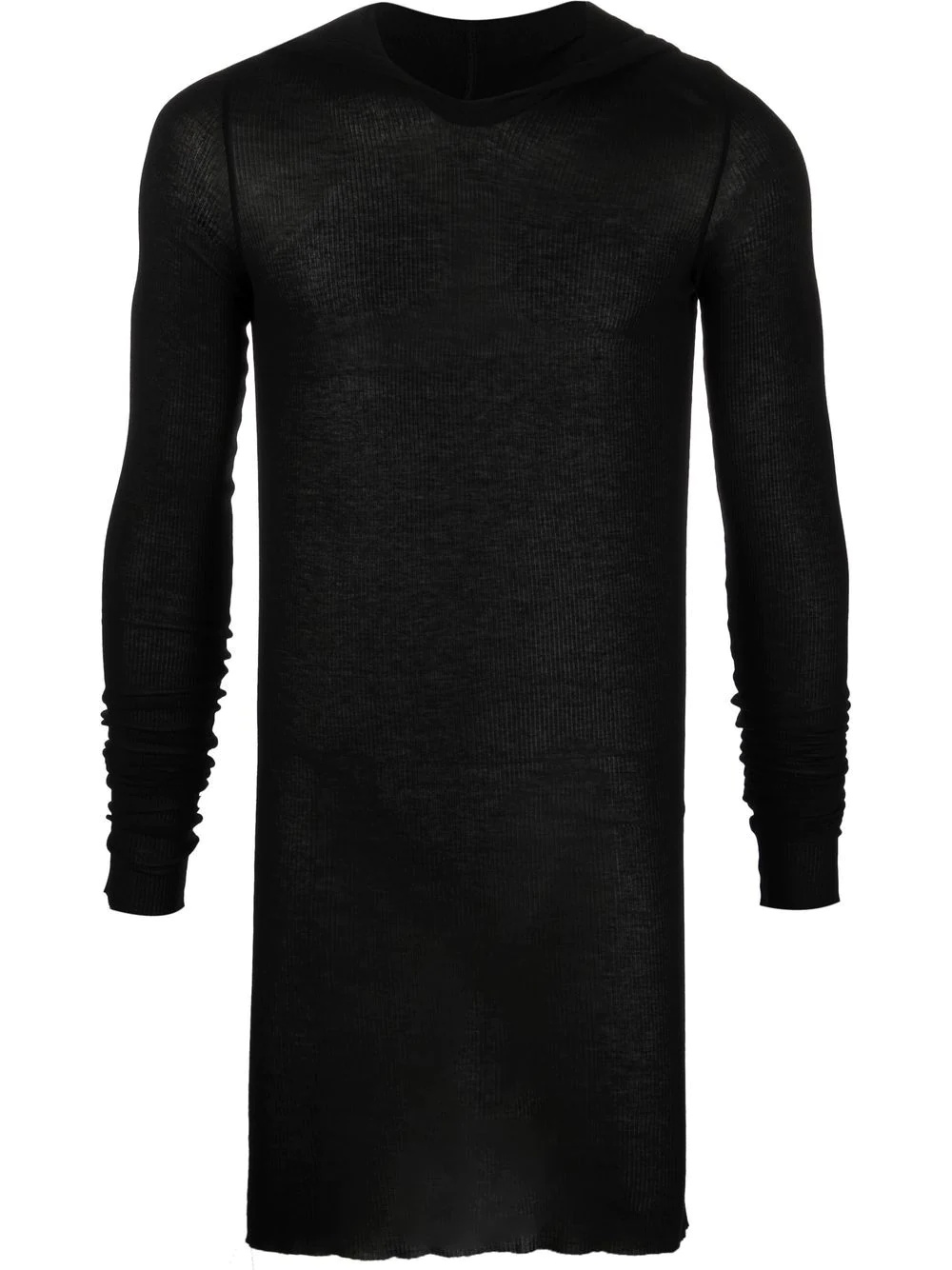 hooded ribbed long-sleeve T-shirt - 1